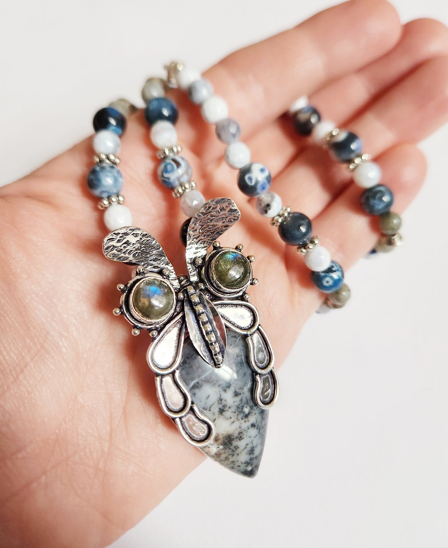 Owl Necklace, Stone Necklace, Statement Necklace, Beaded Necklace, Sister Gift, Gift for Mom