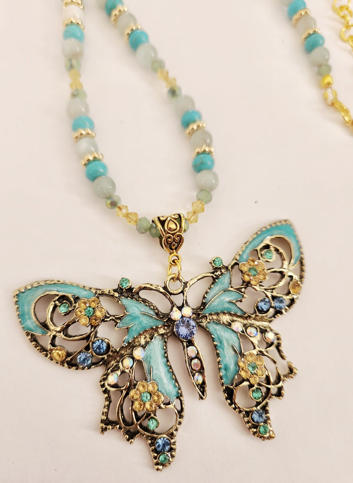 Gold Butterfly necklace, bohemian jewelry, sister gift, gift for Mom, statement necklace