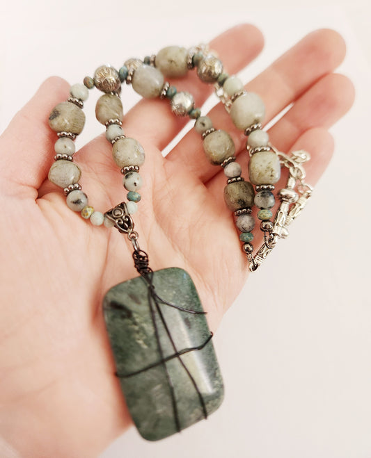 Jasper Necklace, wire wrapped necklace, Statement Necklace, Stone Necklace, Best Friend Gifts, Sister Gift