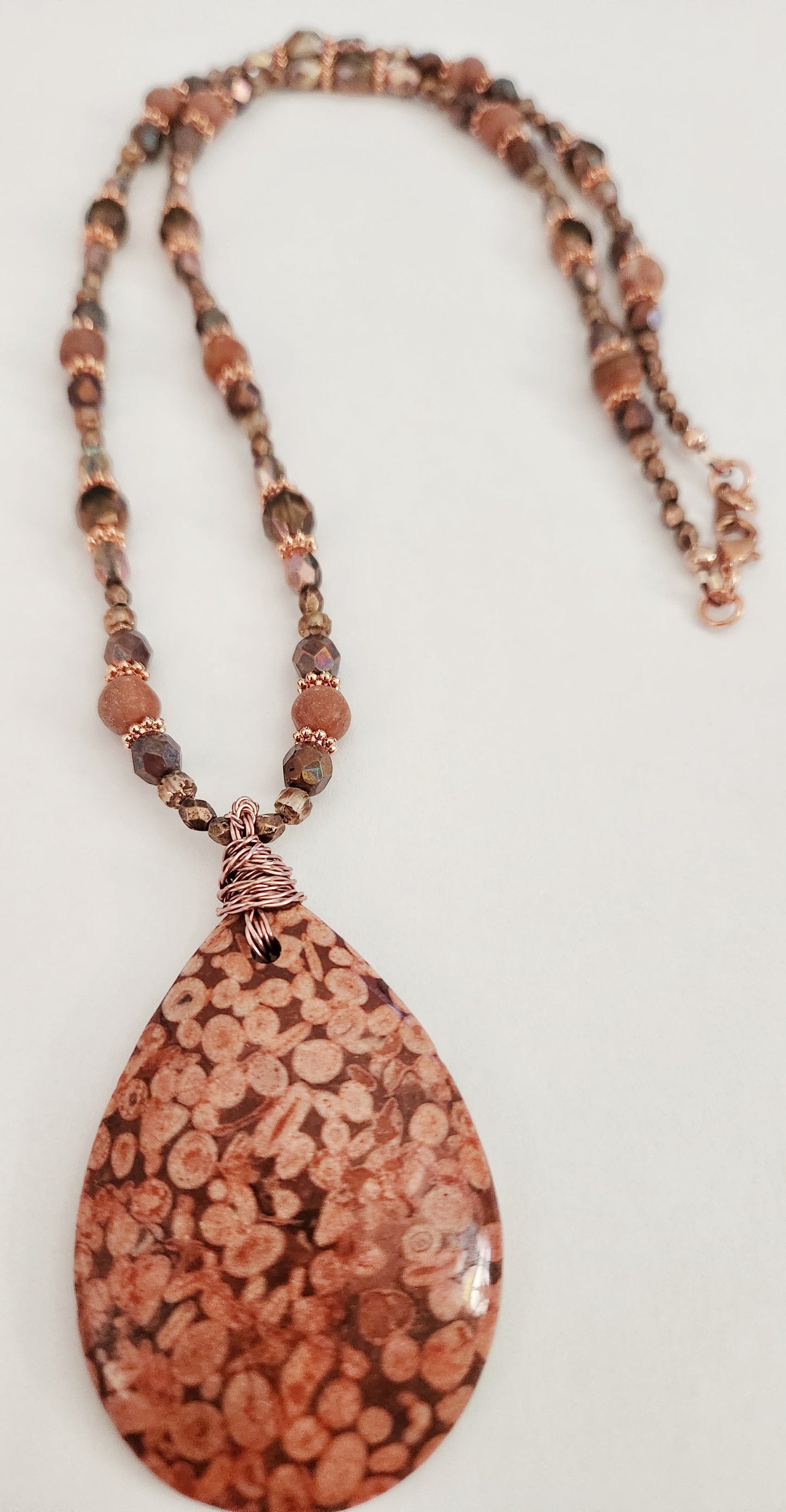 Jasper and Sunstone gemstone copper necklace
