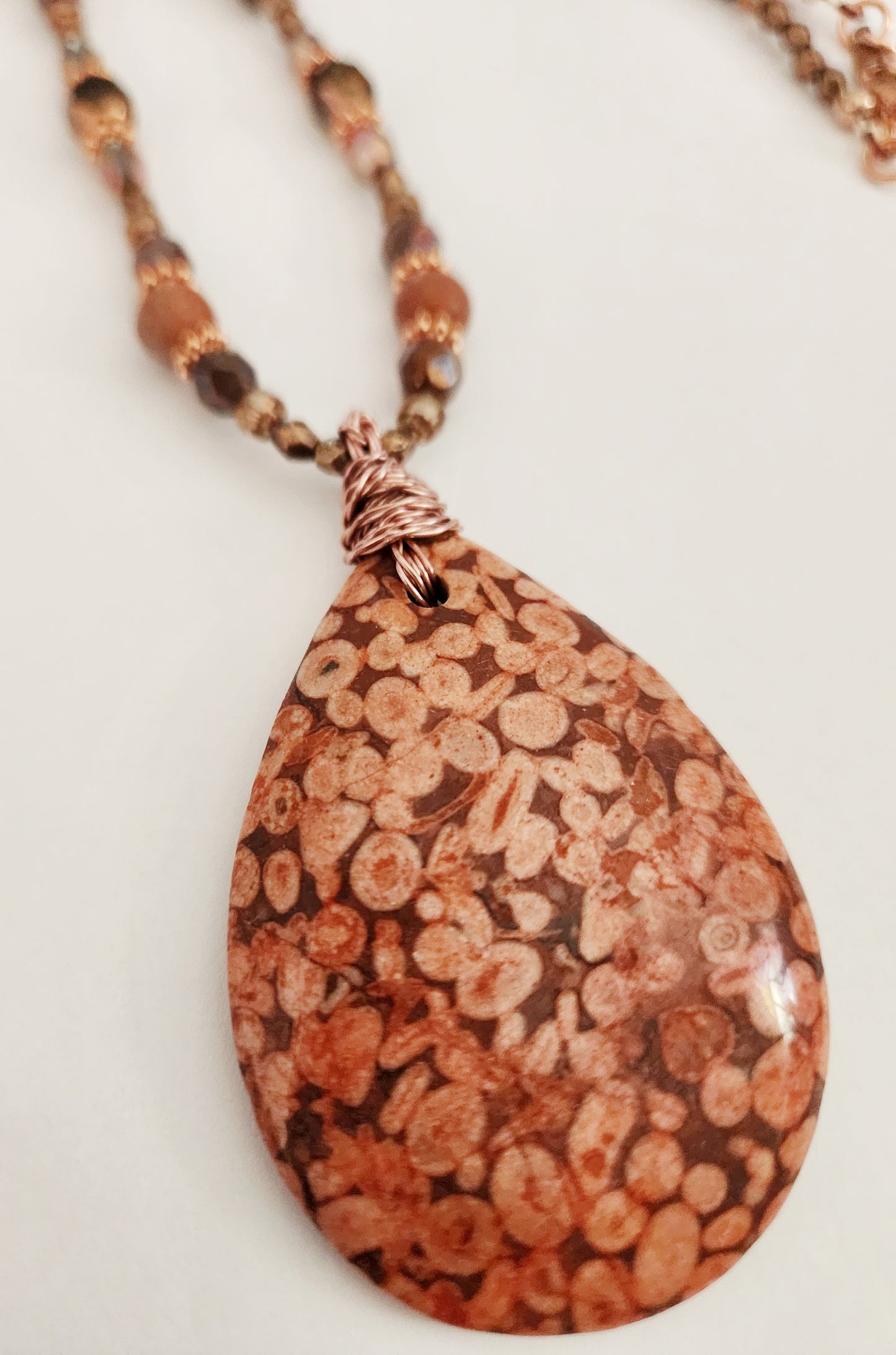 Jasper and Sunstone gemstone copper necklace