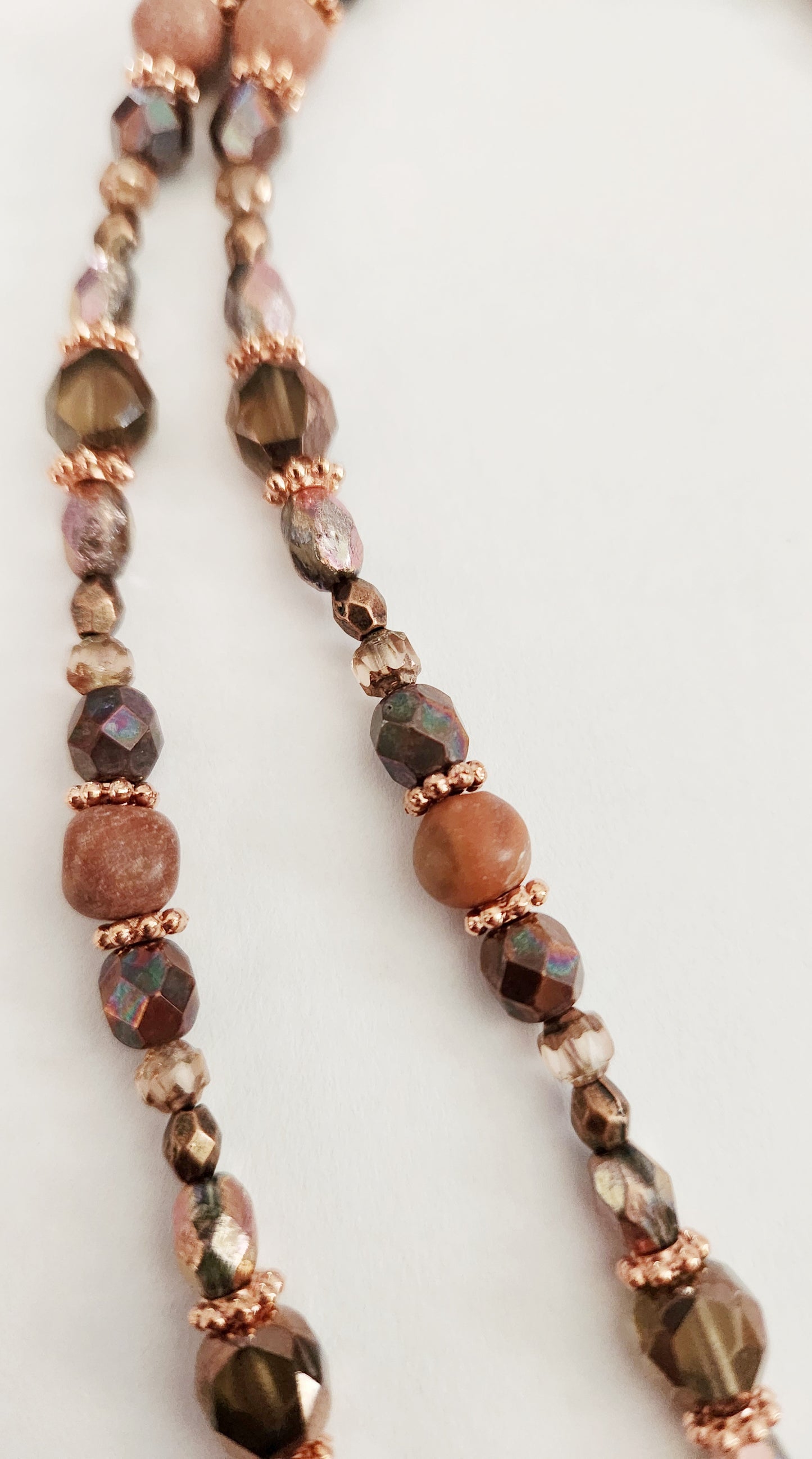 Jasper and Sunstone gemstone copper necklace