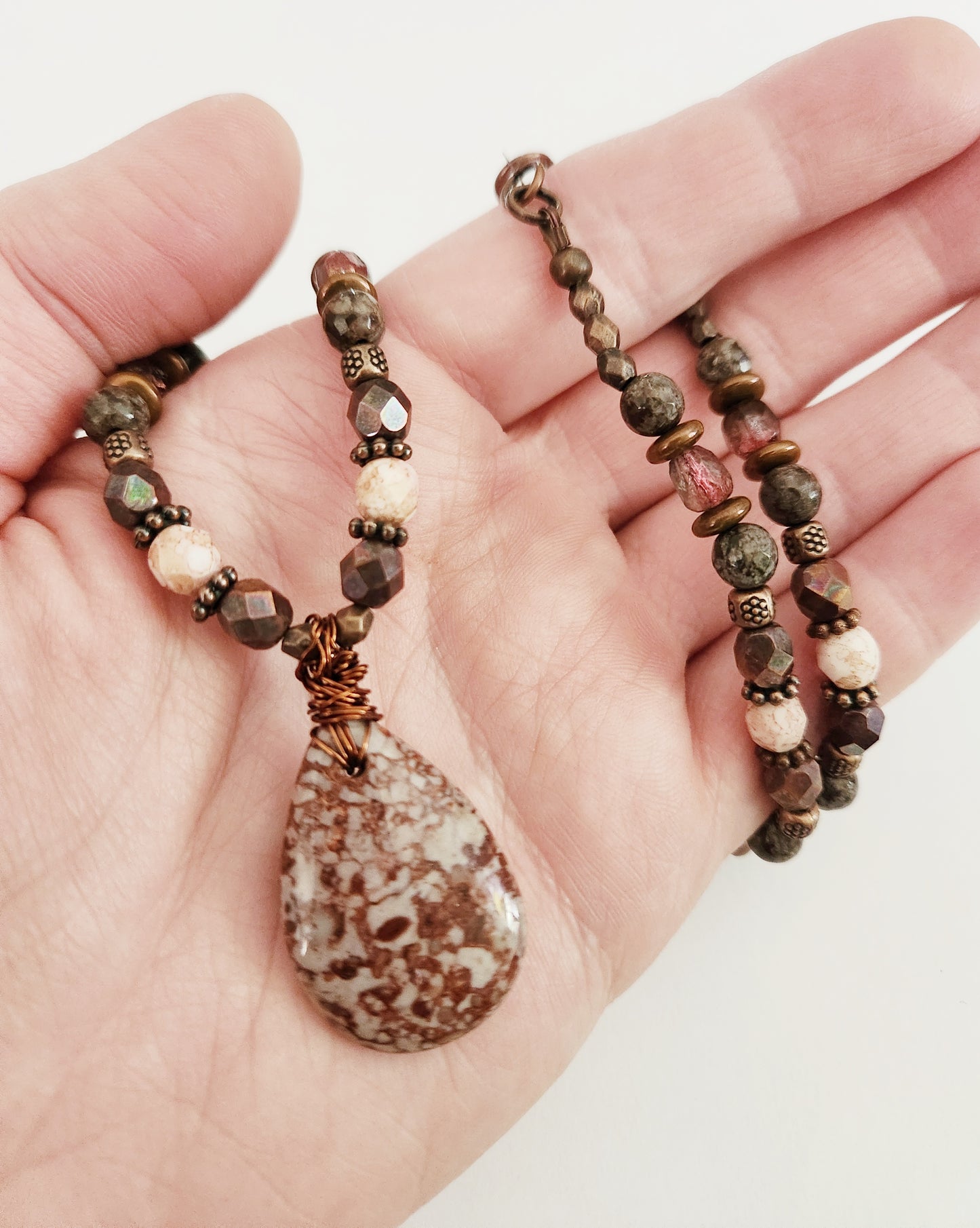 Jasper gemstone necklace, best friend gifts, sister gift, pendant beaded necklace, statement necklace for women, natural stone necklace