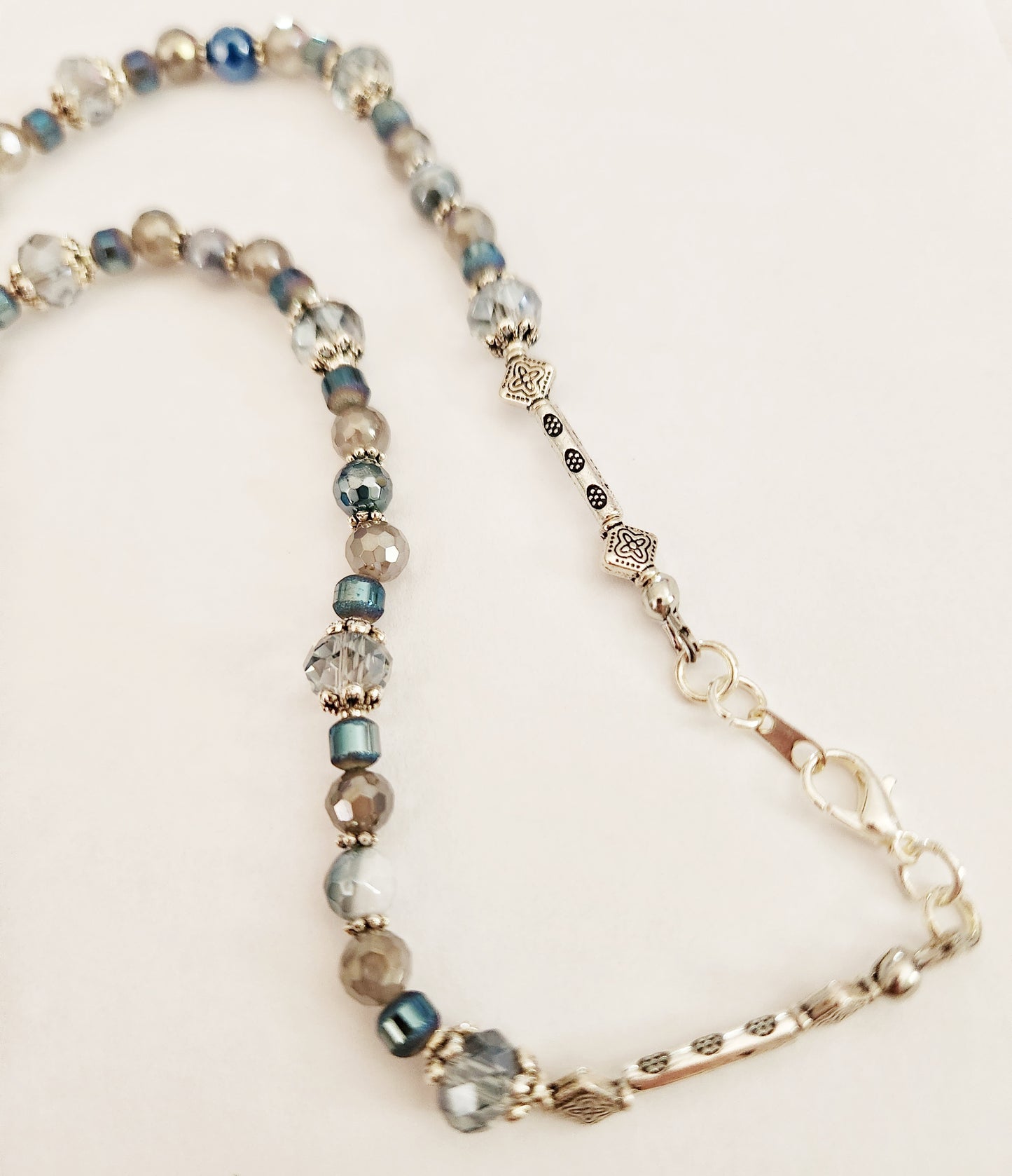 Mermaid skeleton necklace, blue necklace, blue jewelry, Halloween necklace, mermaid jewelry, silver jewelry, statement necklaces for women, birthday gift for best friend, Falloween, Summerween, skeleton jewelry