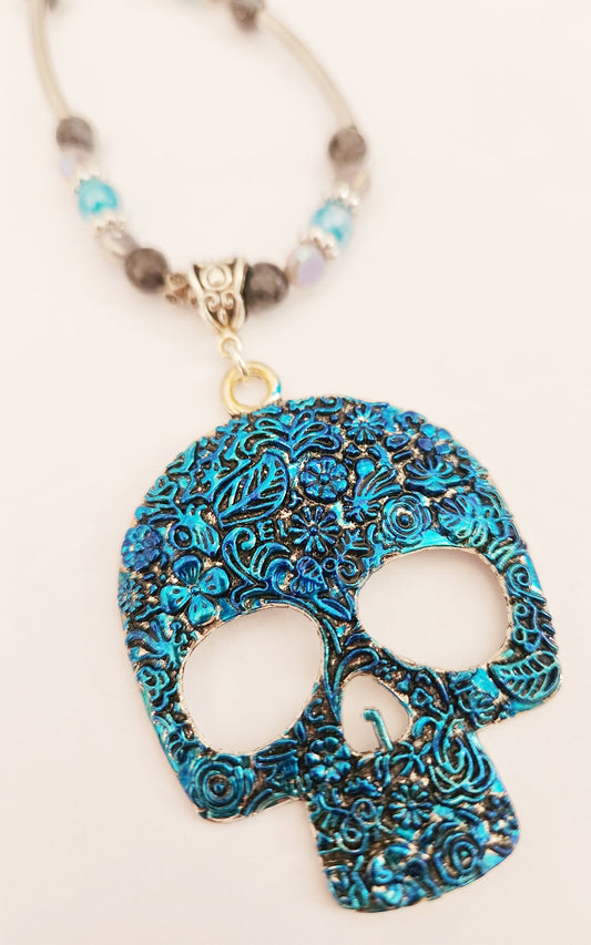 Blue Skeleton gemstone necklace
