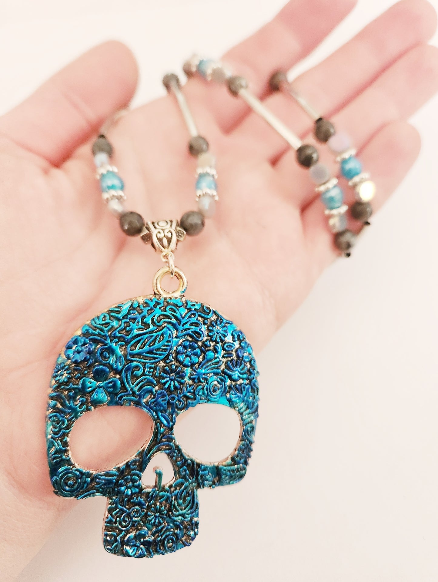 Blue Skeleton gemstone necklace