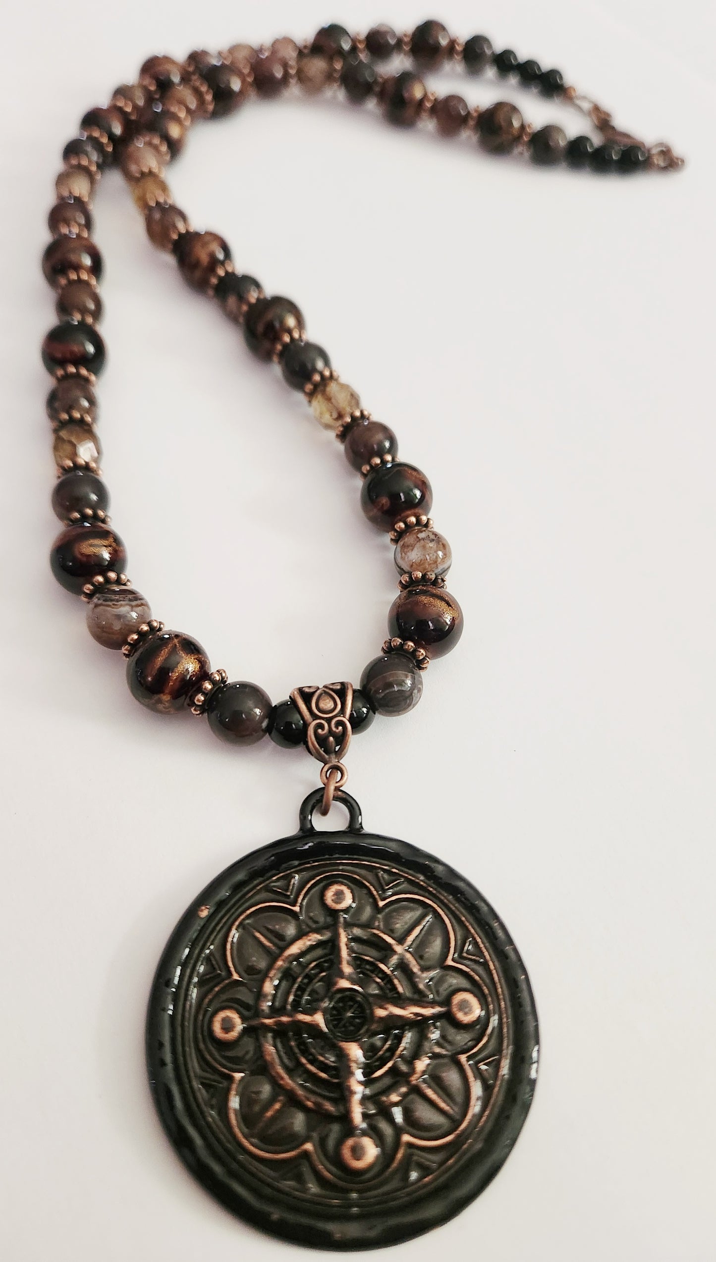 Copper pendant Agate gemstone necklace