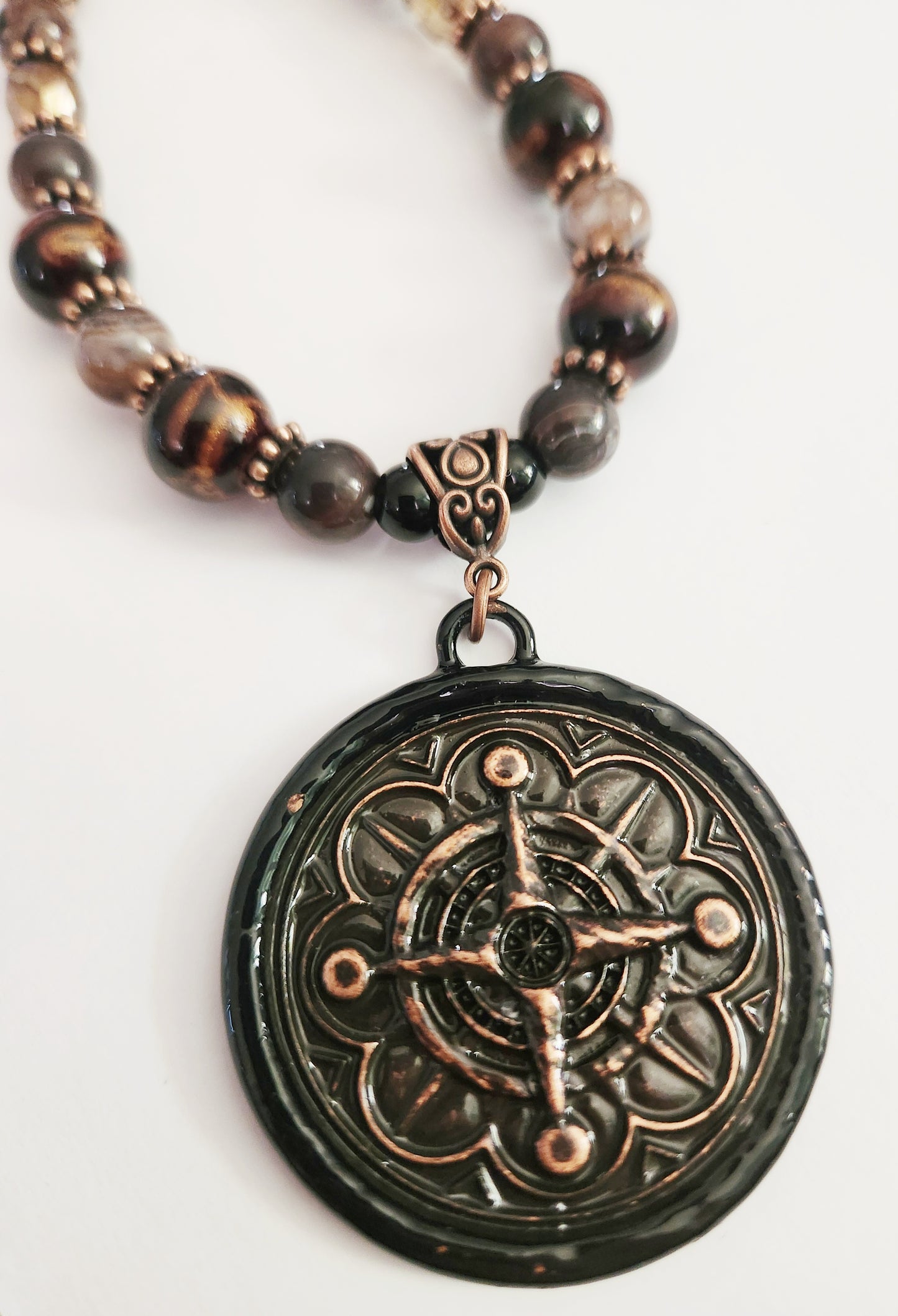 Copper pendant Agate gemstone necklace