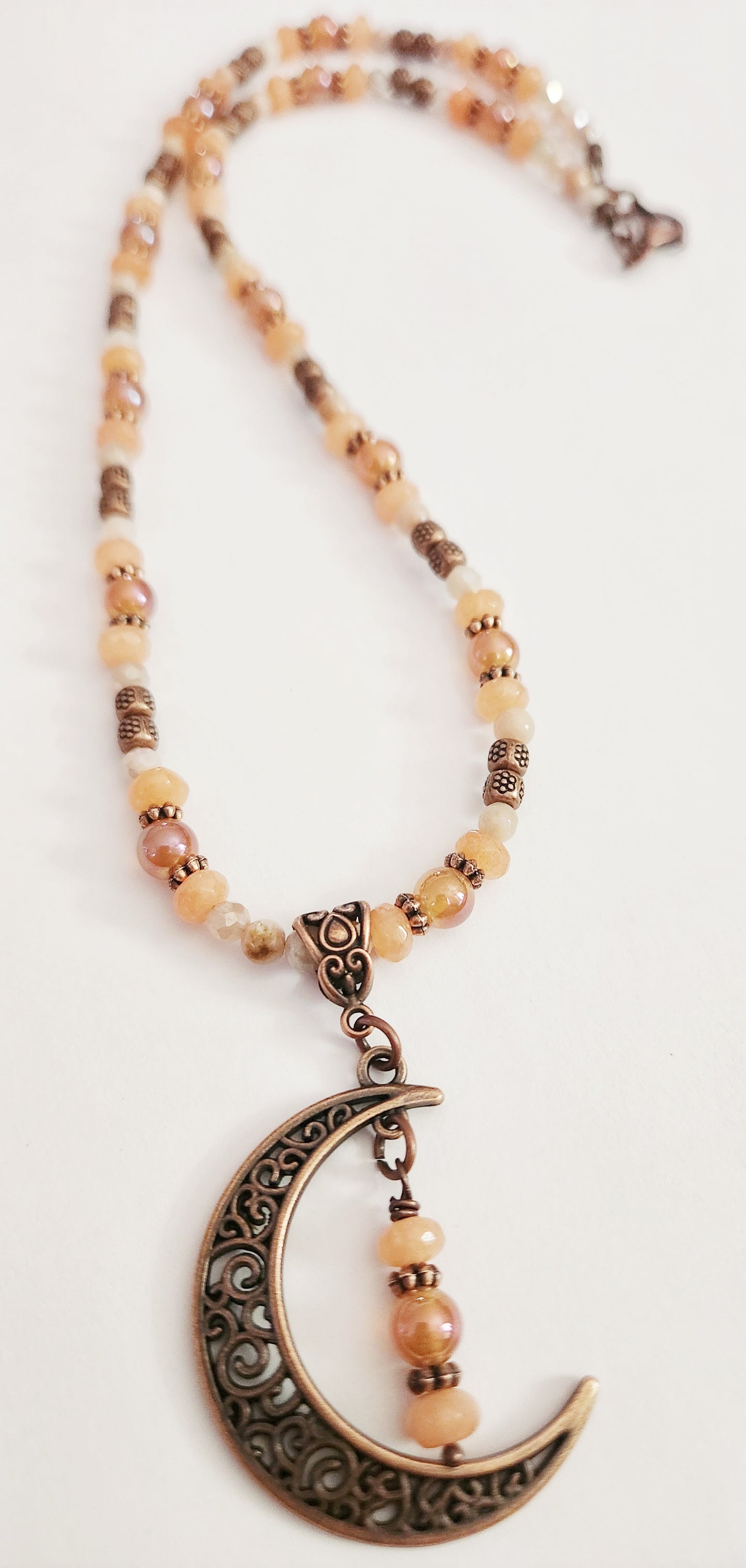 Copper moon gemstone necklace
