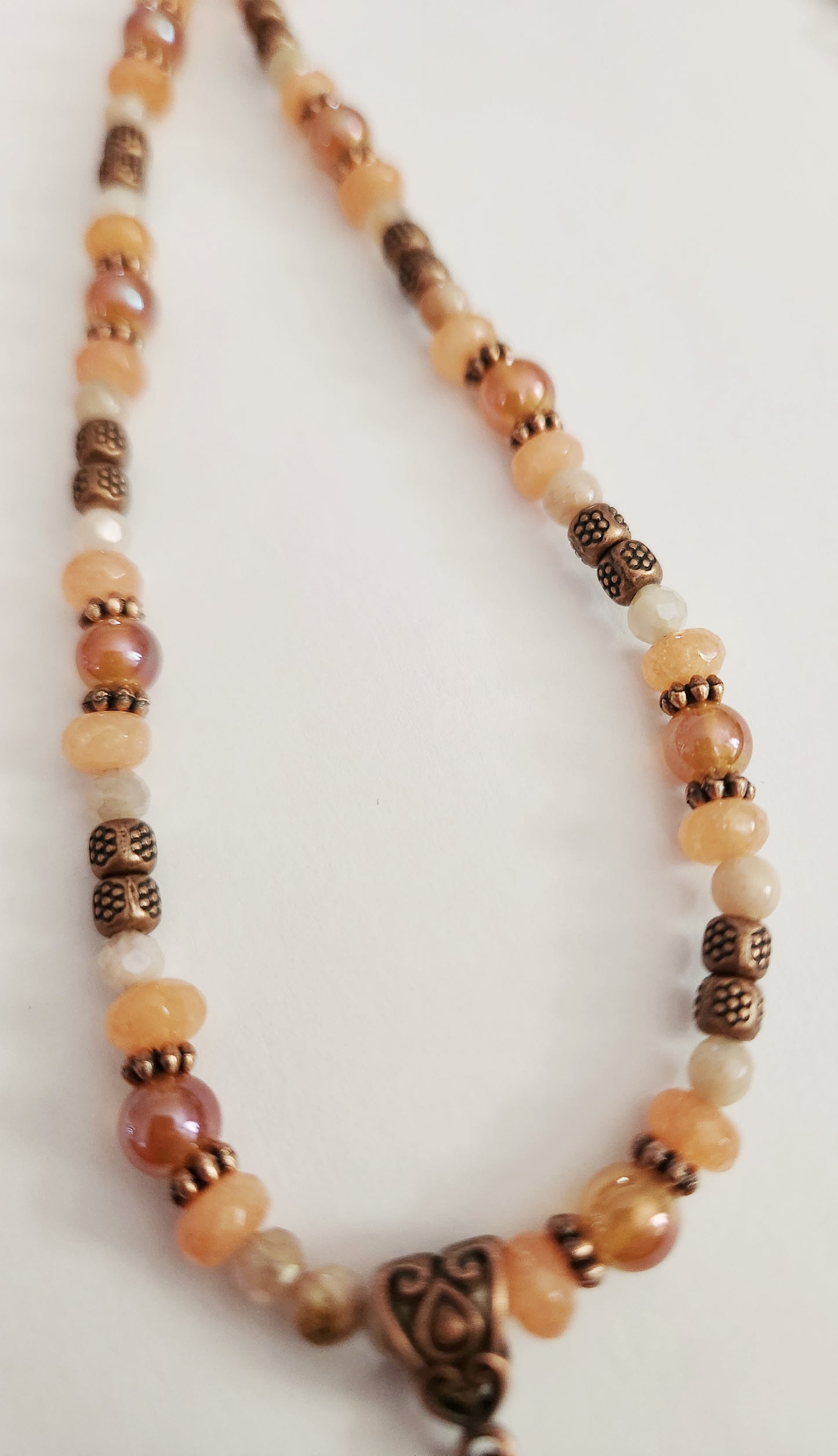 Copper moon gemstone necklace