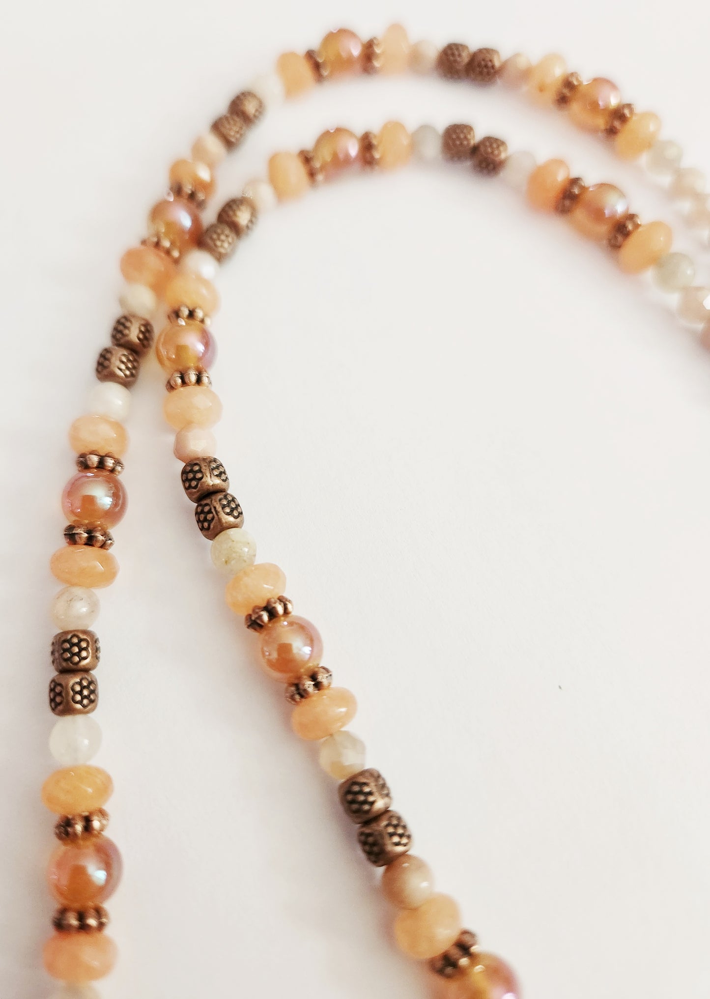 Copper moon gemstone necklace