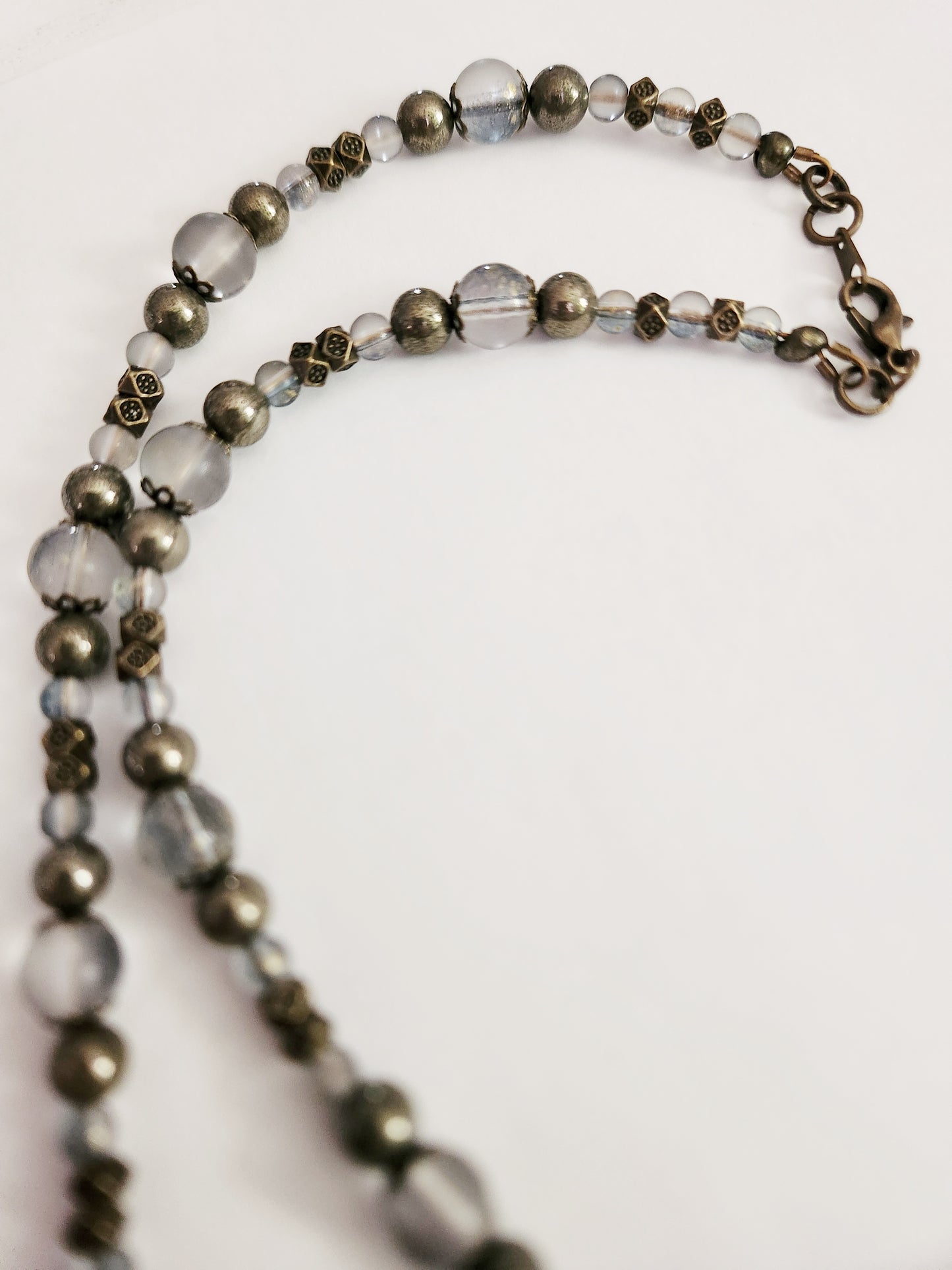 Dark gold crescent moon Pyrite gemstone necklace