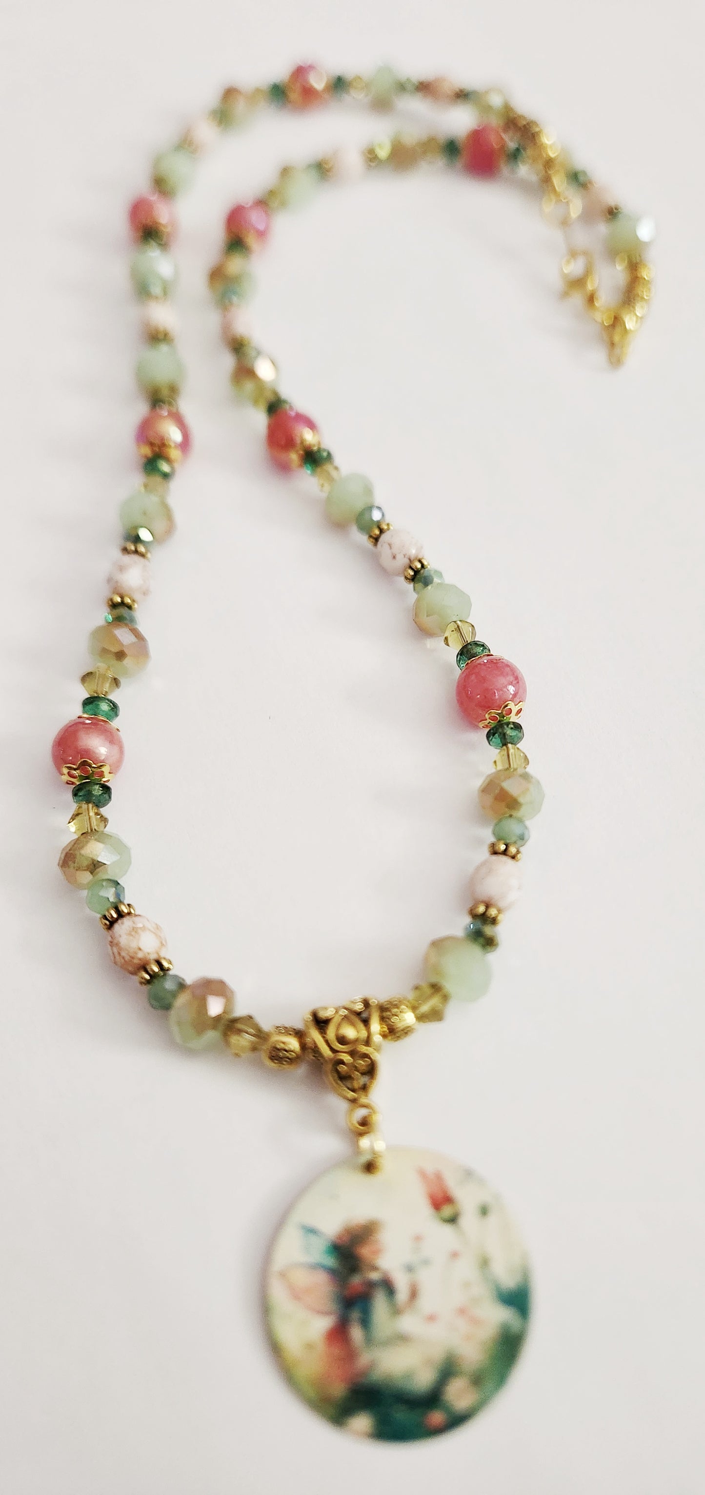 Gold fairy Jade gemstone necklace
