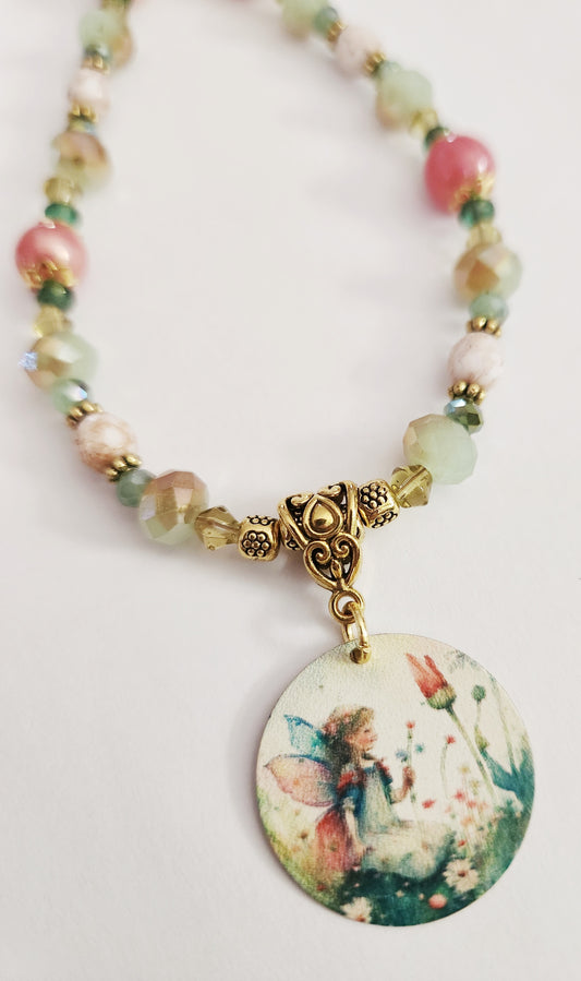 Gold fairy Jade gemstone necklace
