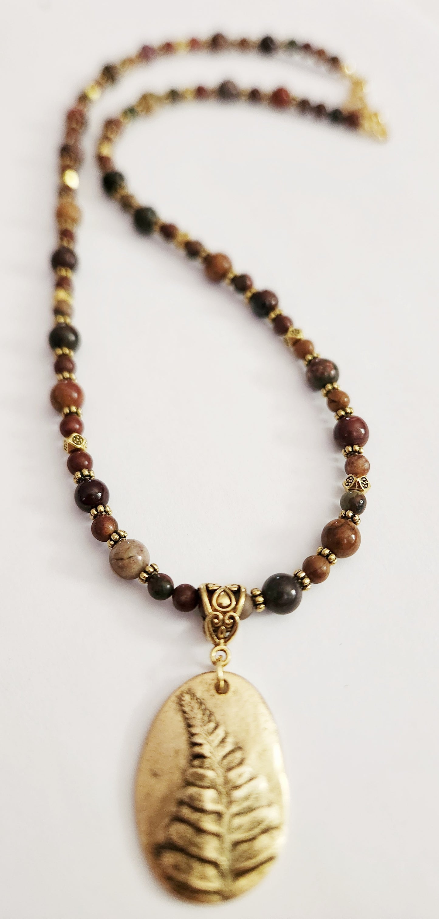 Gold leaf Jasper gemstone necklace