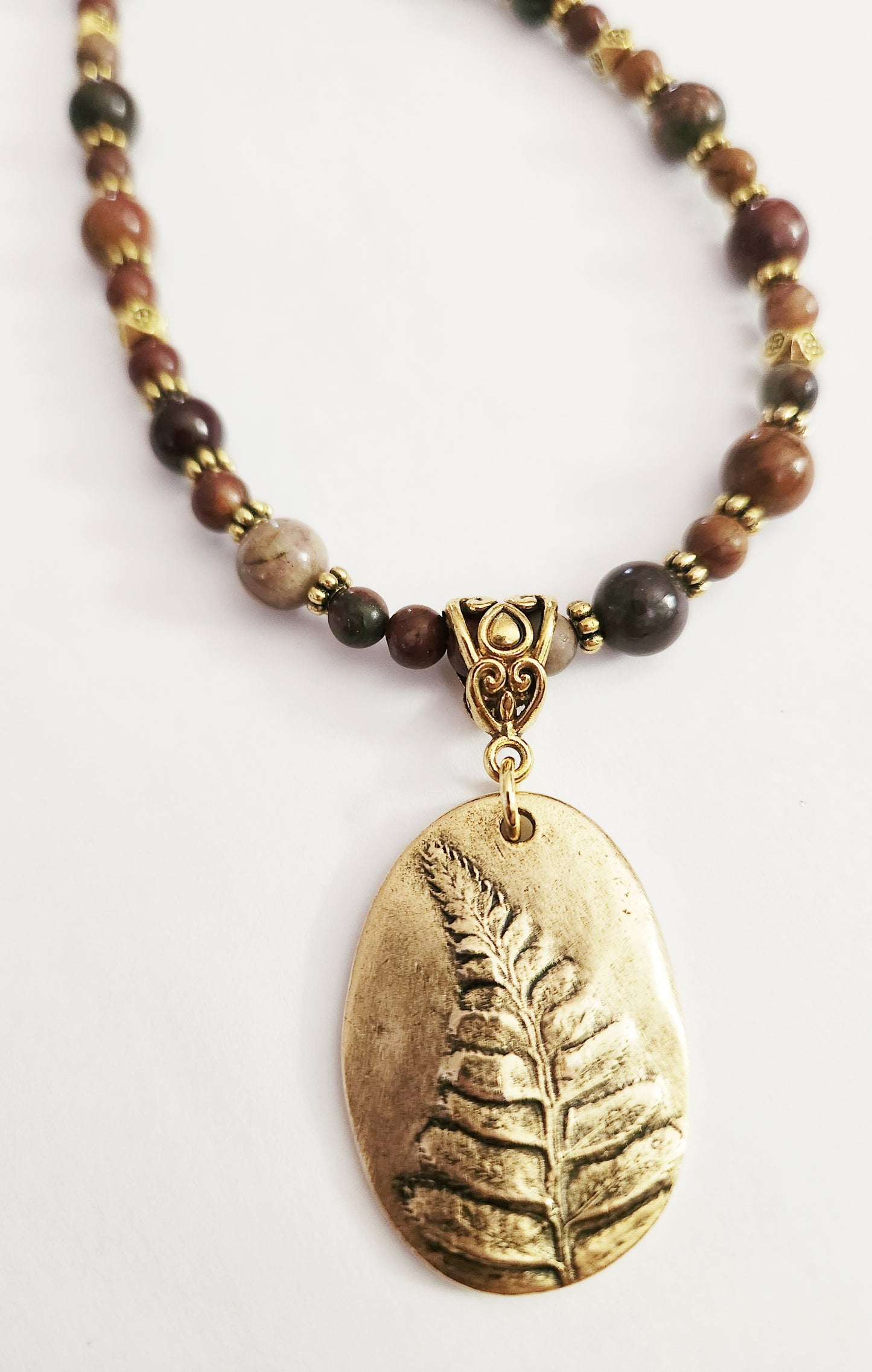 Gold leaf Jasper gemstone necklace