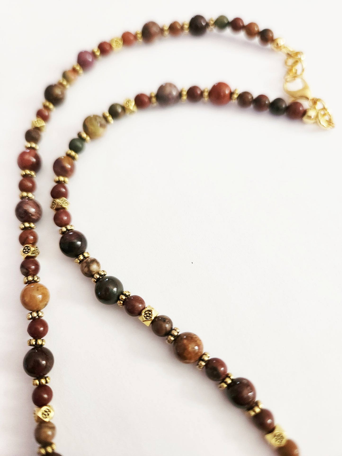 Gold leaf Jasper gemstone necklace