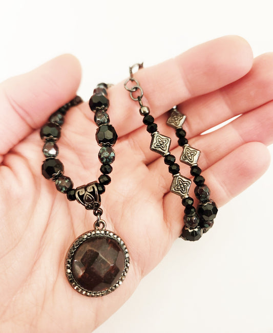 Jasper gemstone circle necklace