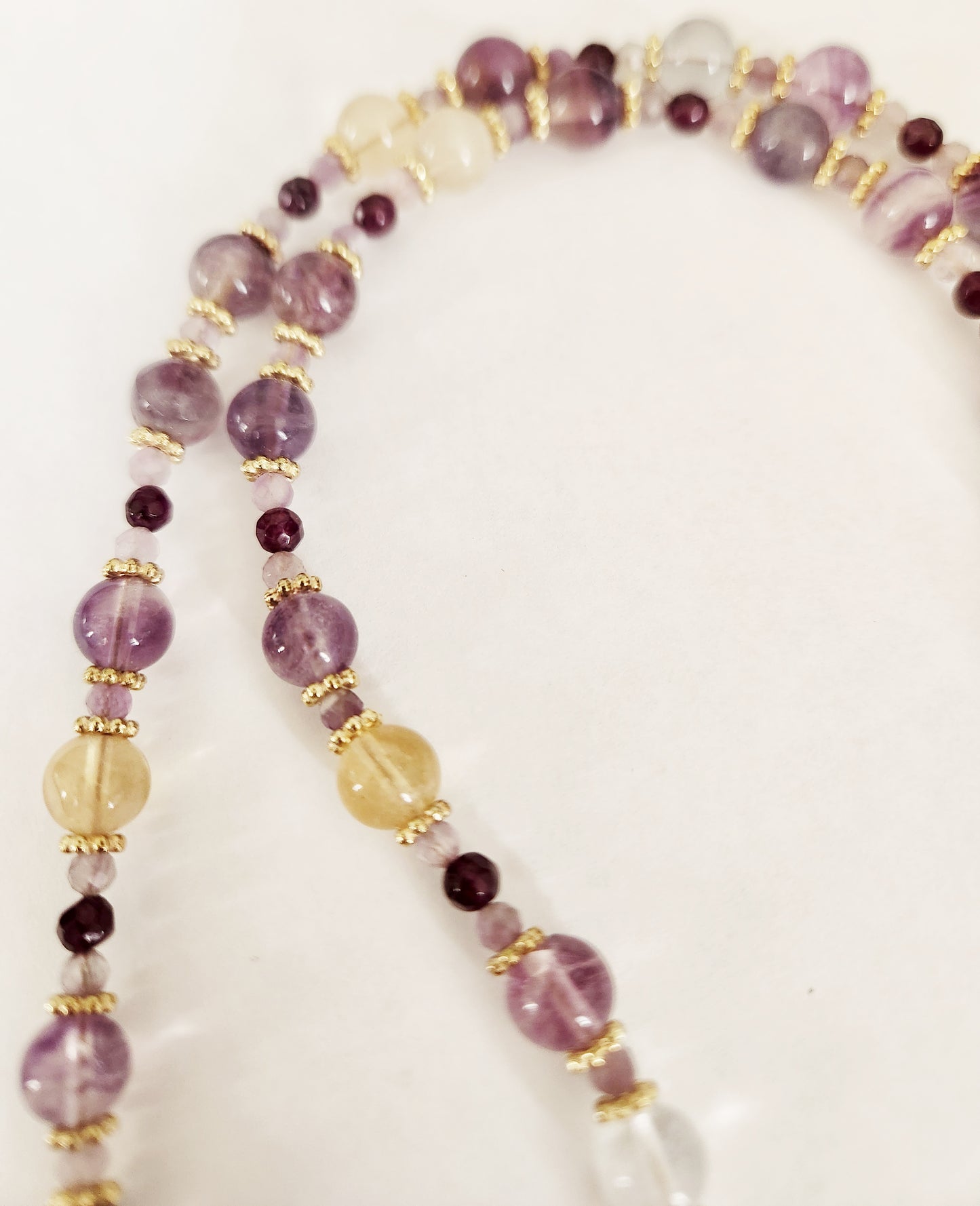 Gold crescent moon Flourite gemstone necklace