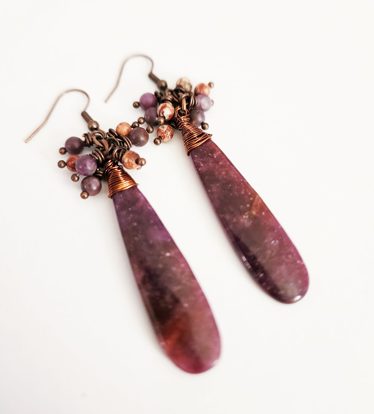 Lepidolite gemstone dangle earrings