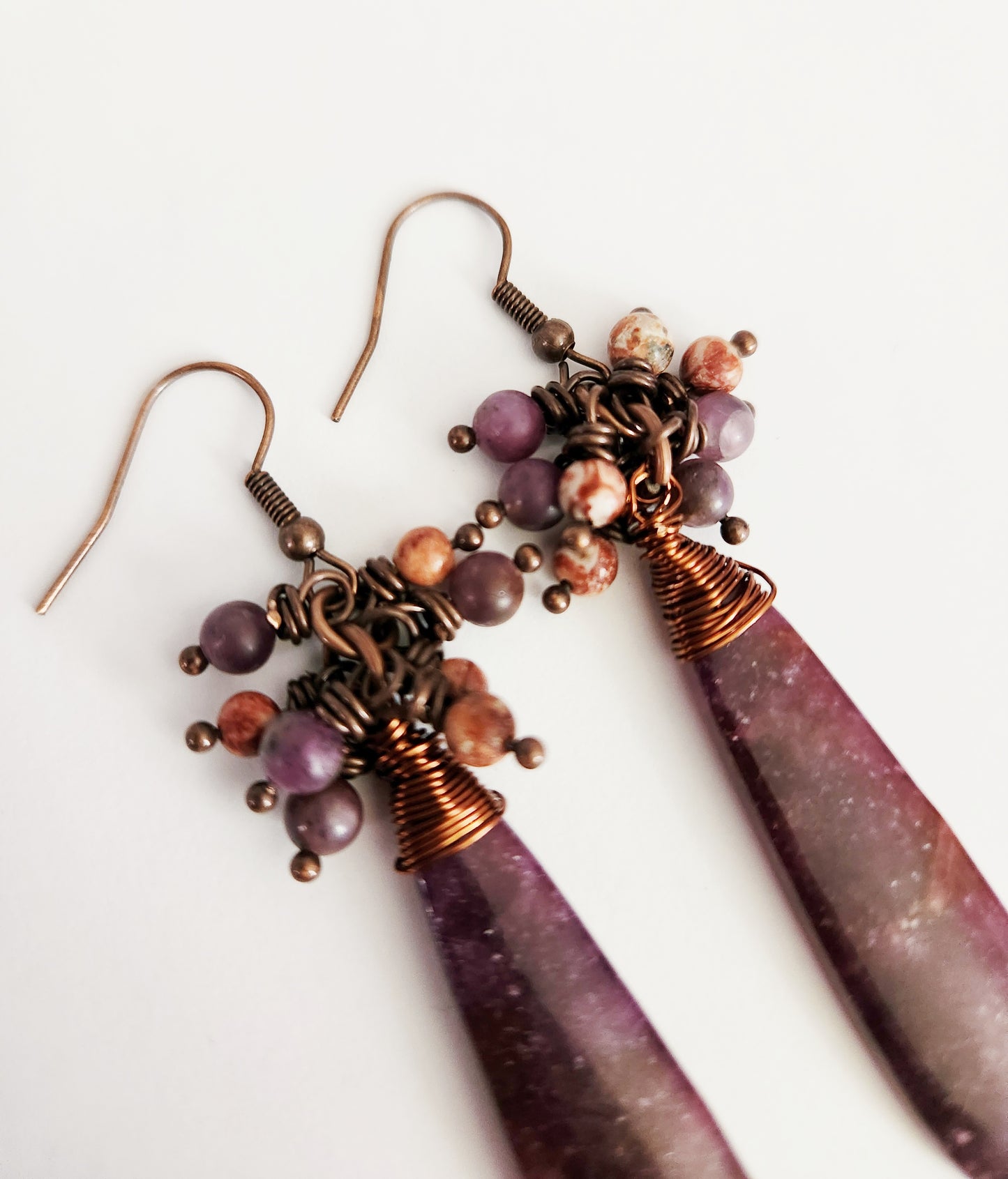 Lepidolite gemstone dangle earrings