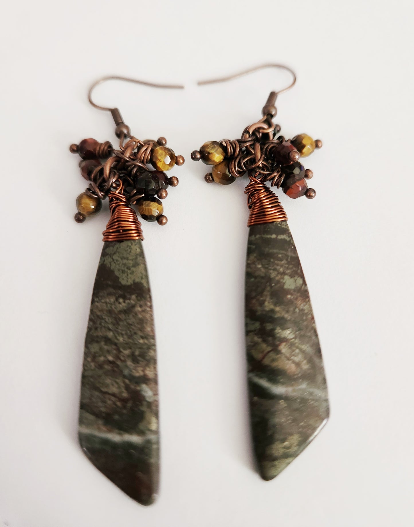 River Jasper gemstone dangle earrings