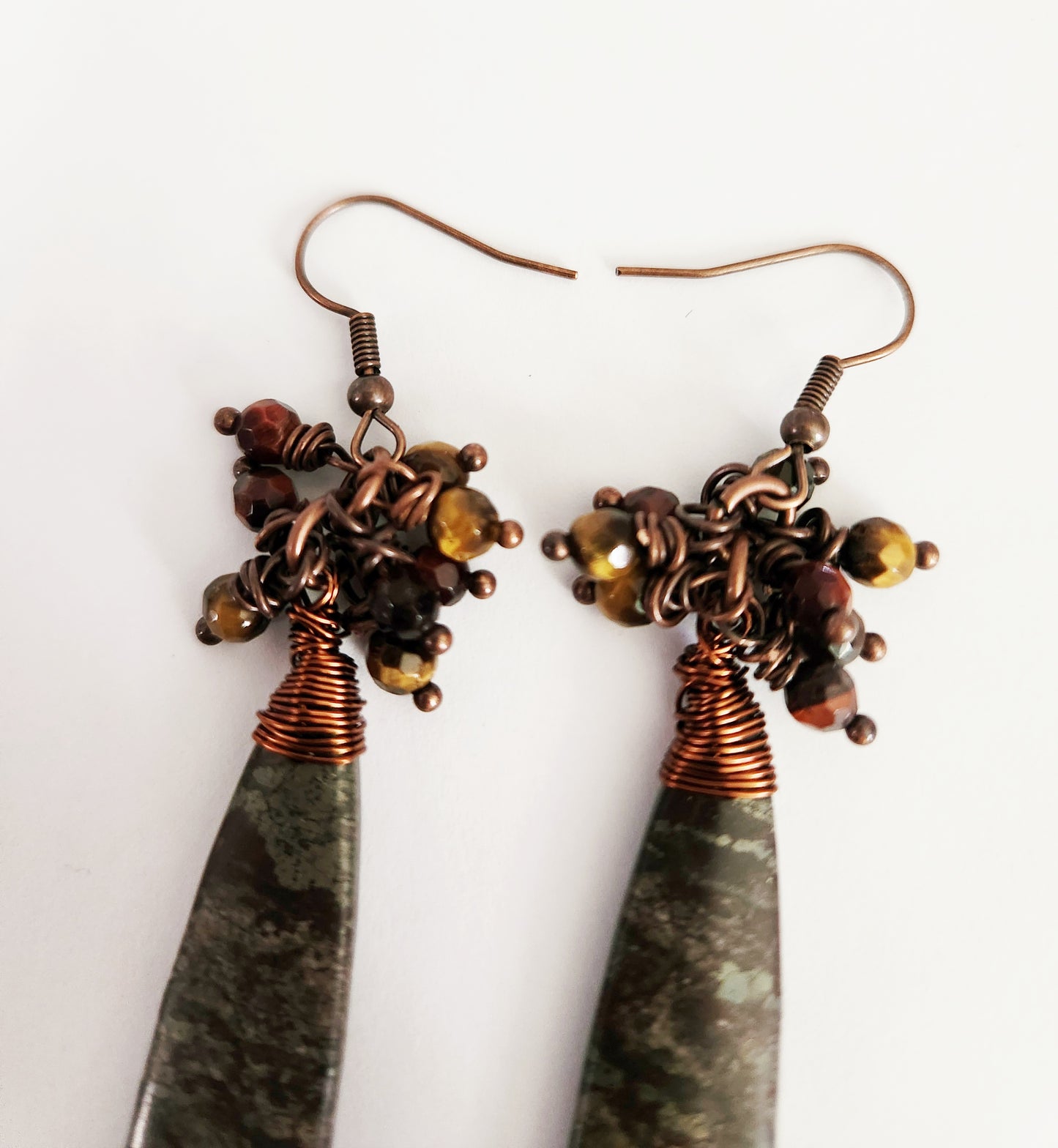 River Jasper gemstone dangle earrings