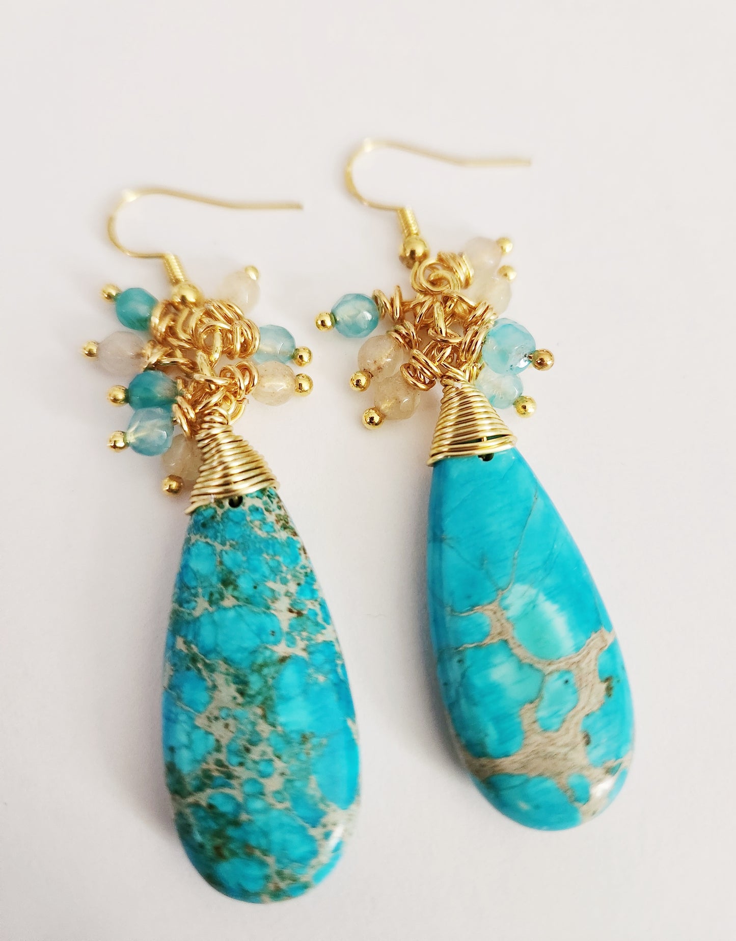 Jasper gemstone teardrop dangle earrings