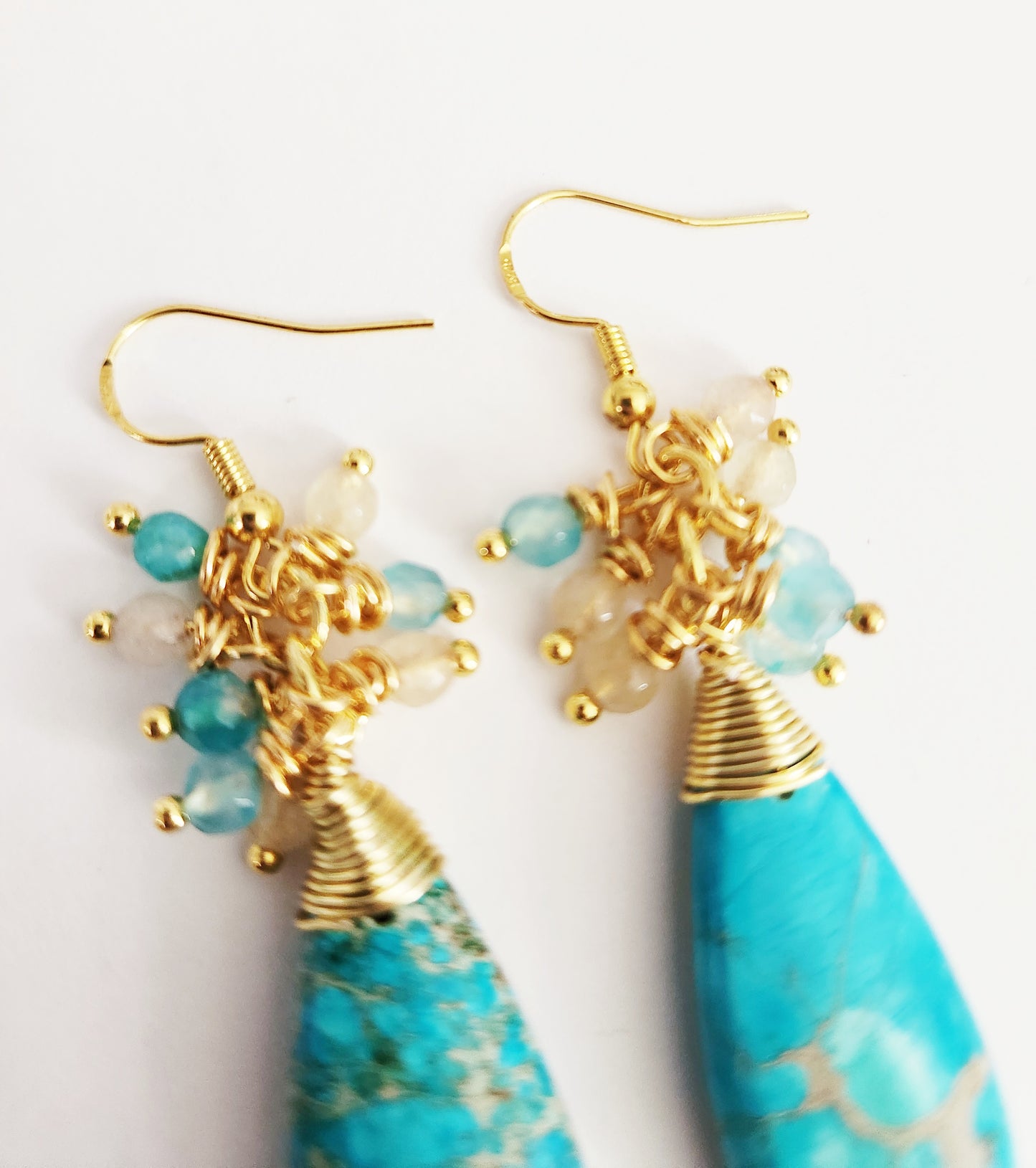 Jasper gemstone teardrop dangle earrings