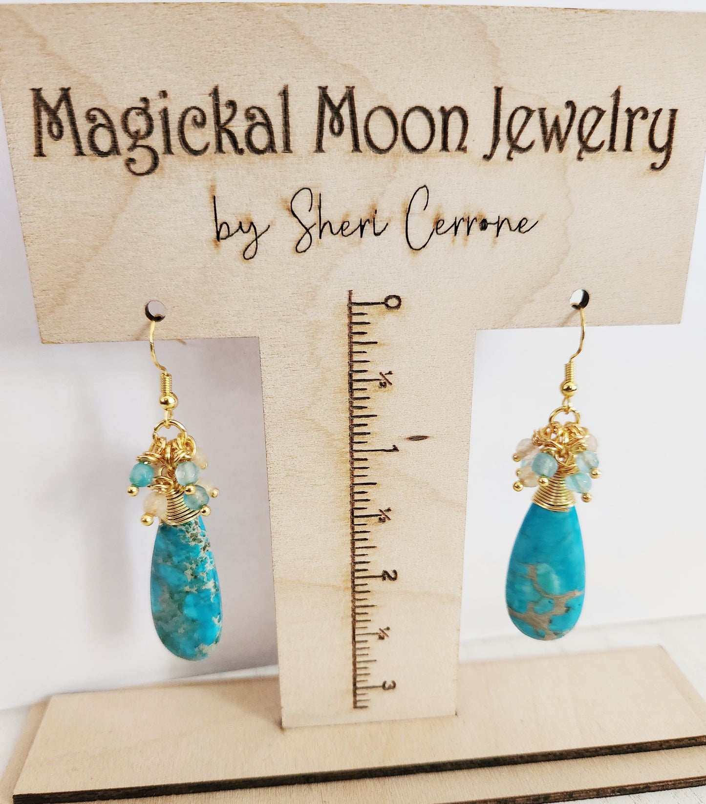 Jasper gemstone teardrop dangle earrings