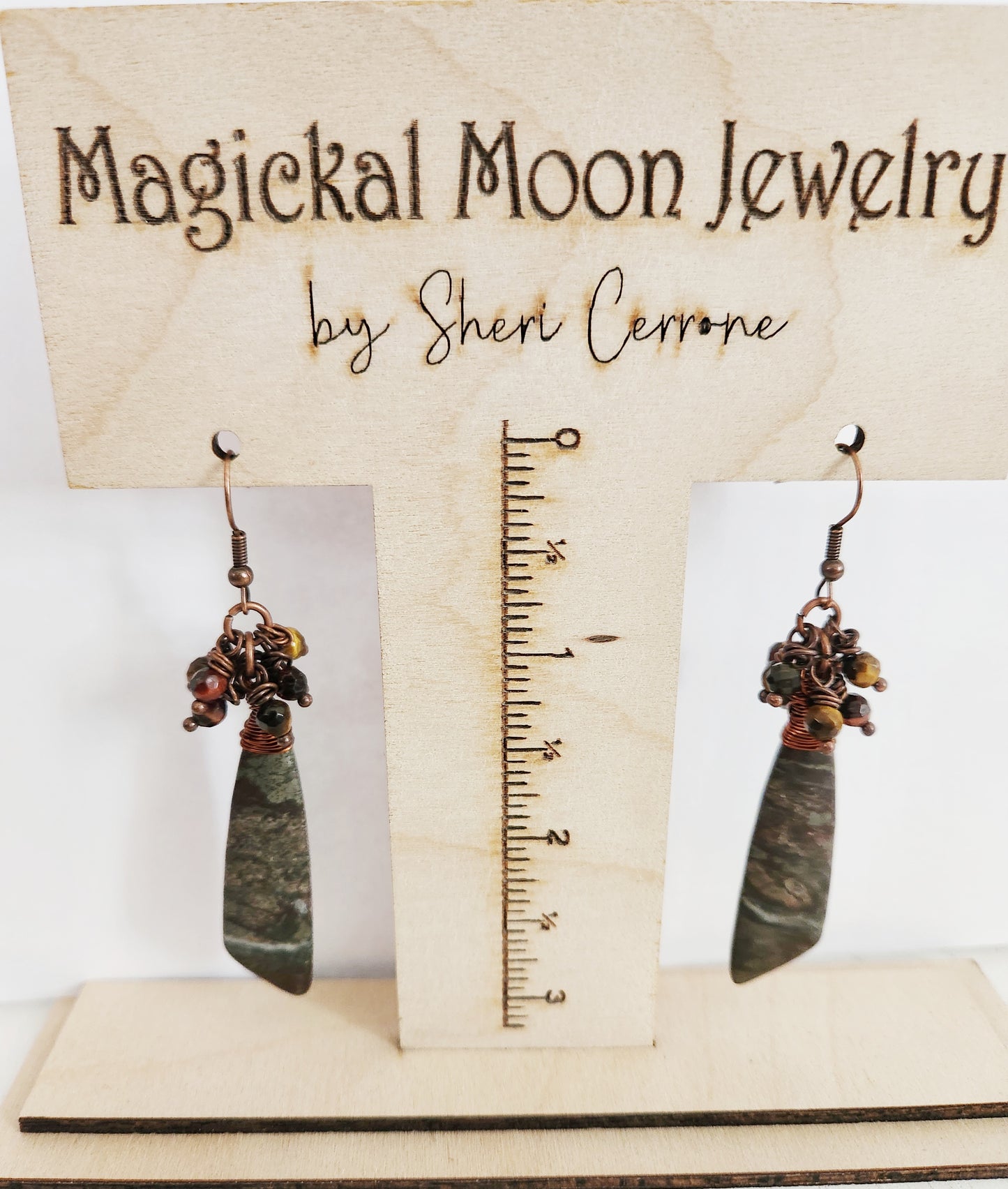 River Jasper gemstone dangle earrings