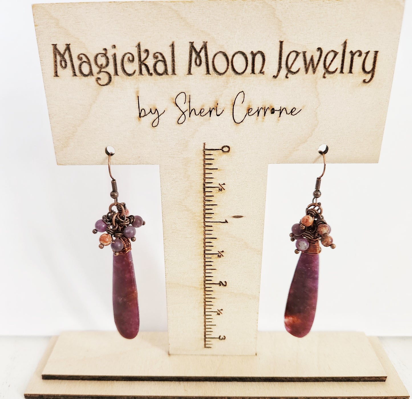 Lepidolite gemstone dangle earrings