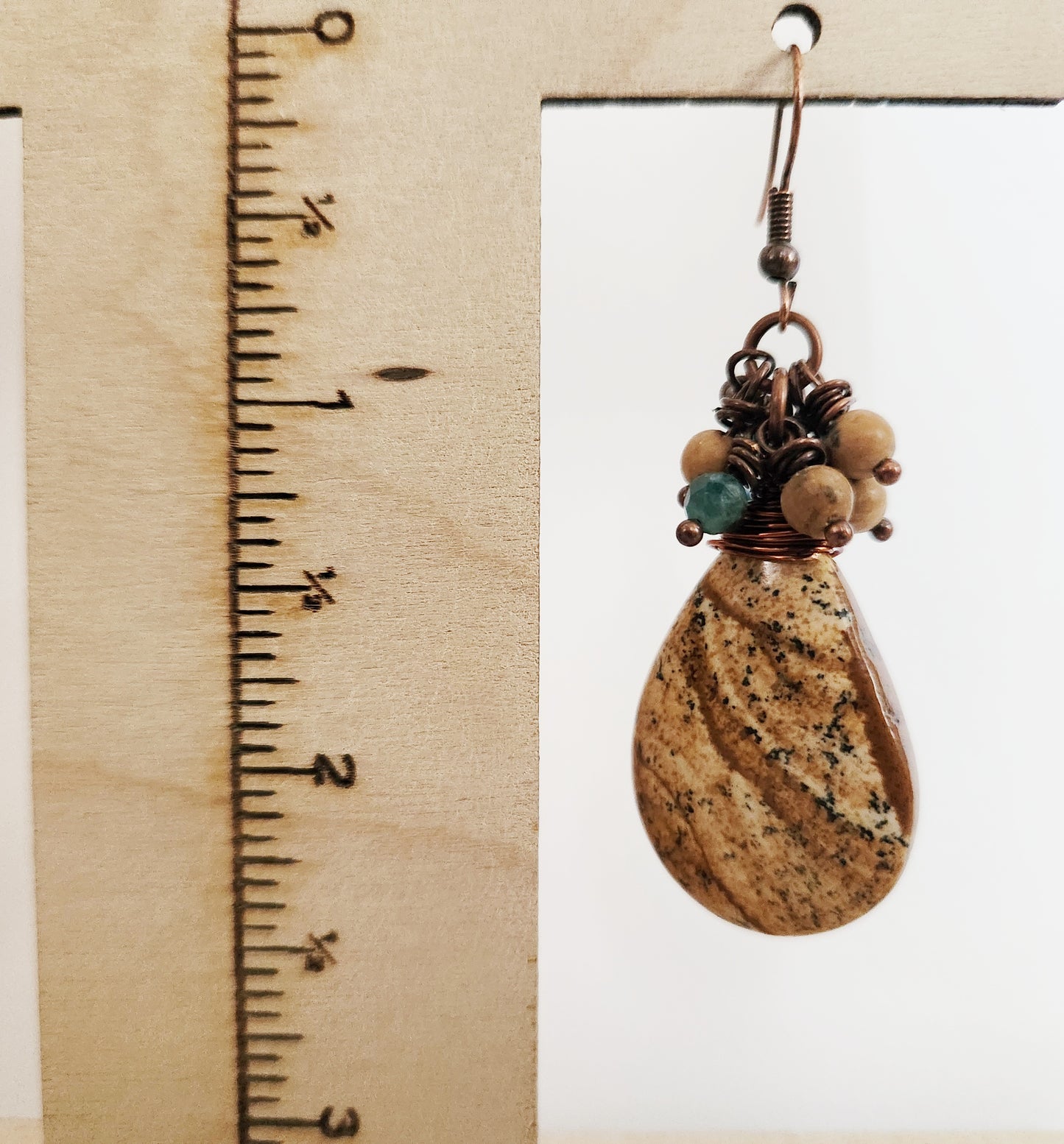 Jasper gemstone teardrop dangle earrings