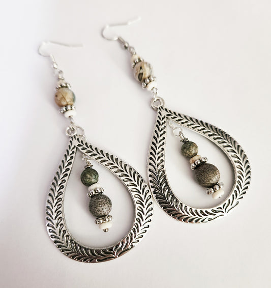 Silver teardrop dangle earrings