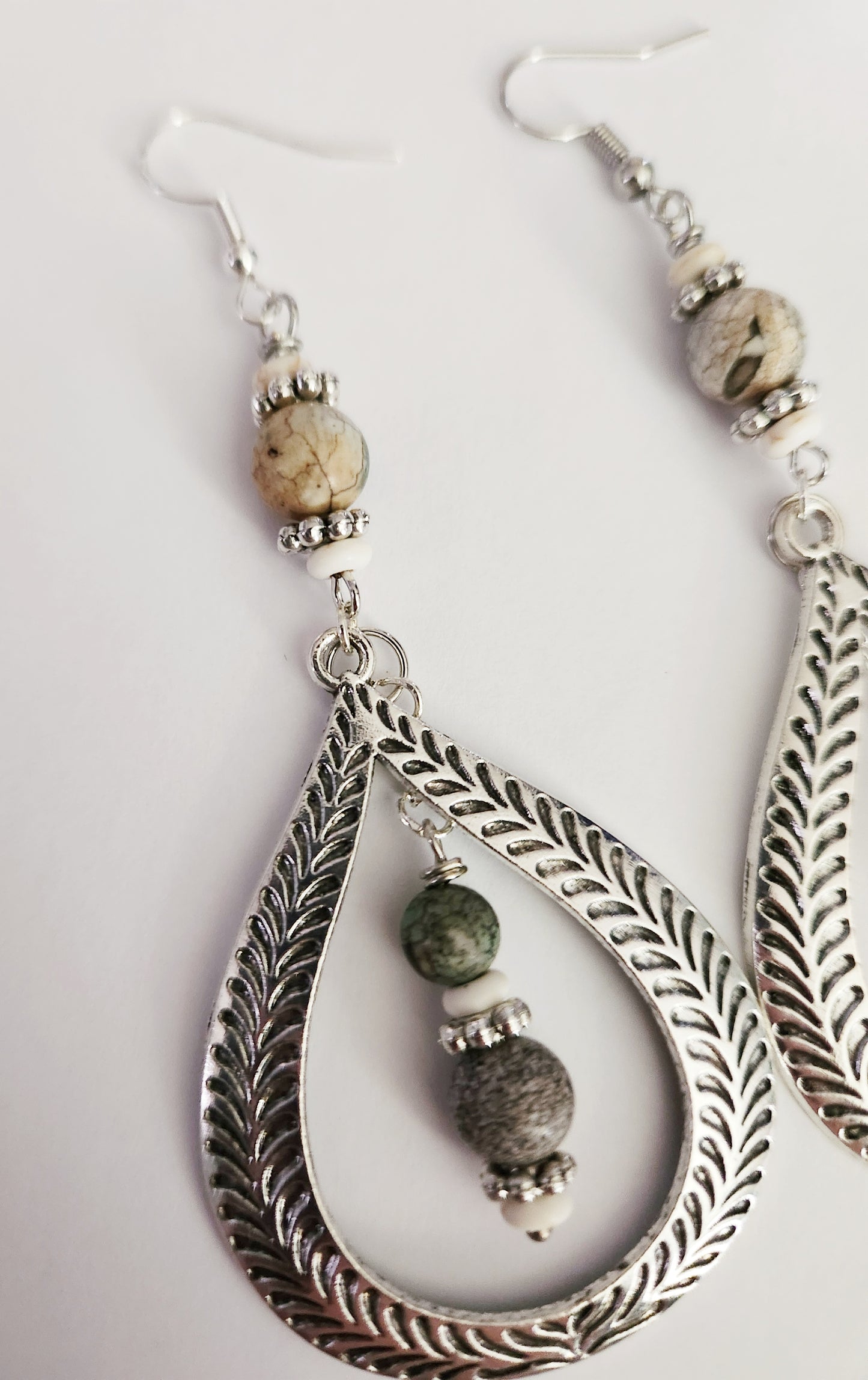 Silver teardrop dangle earrings