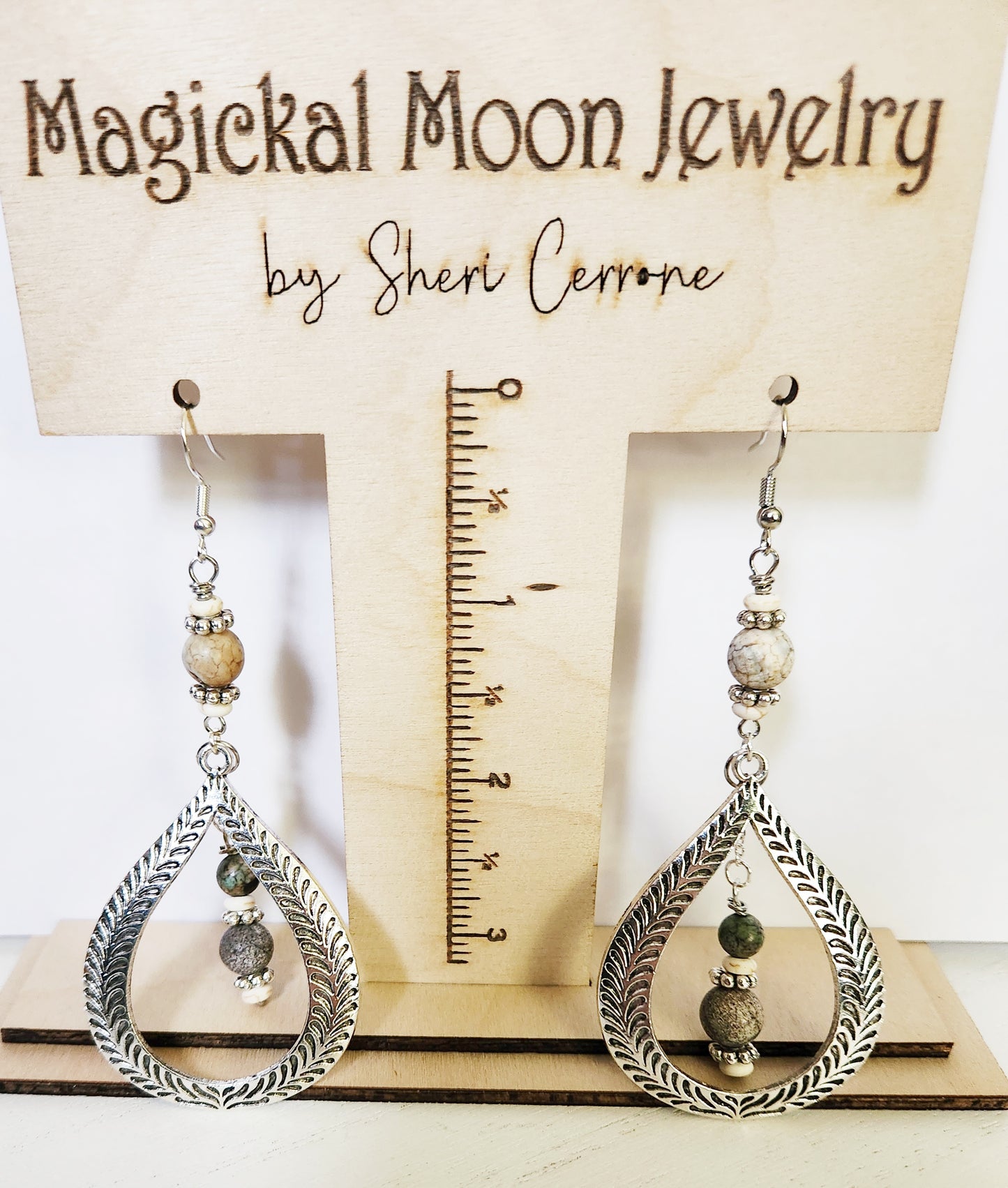 Silver teardrop dangle earrings