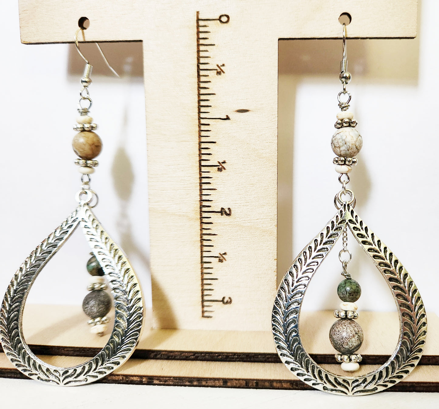 Silver teardrop dangle earrings