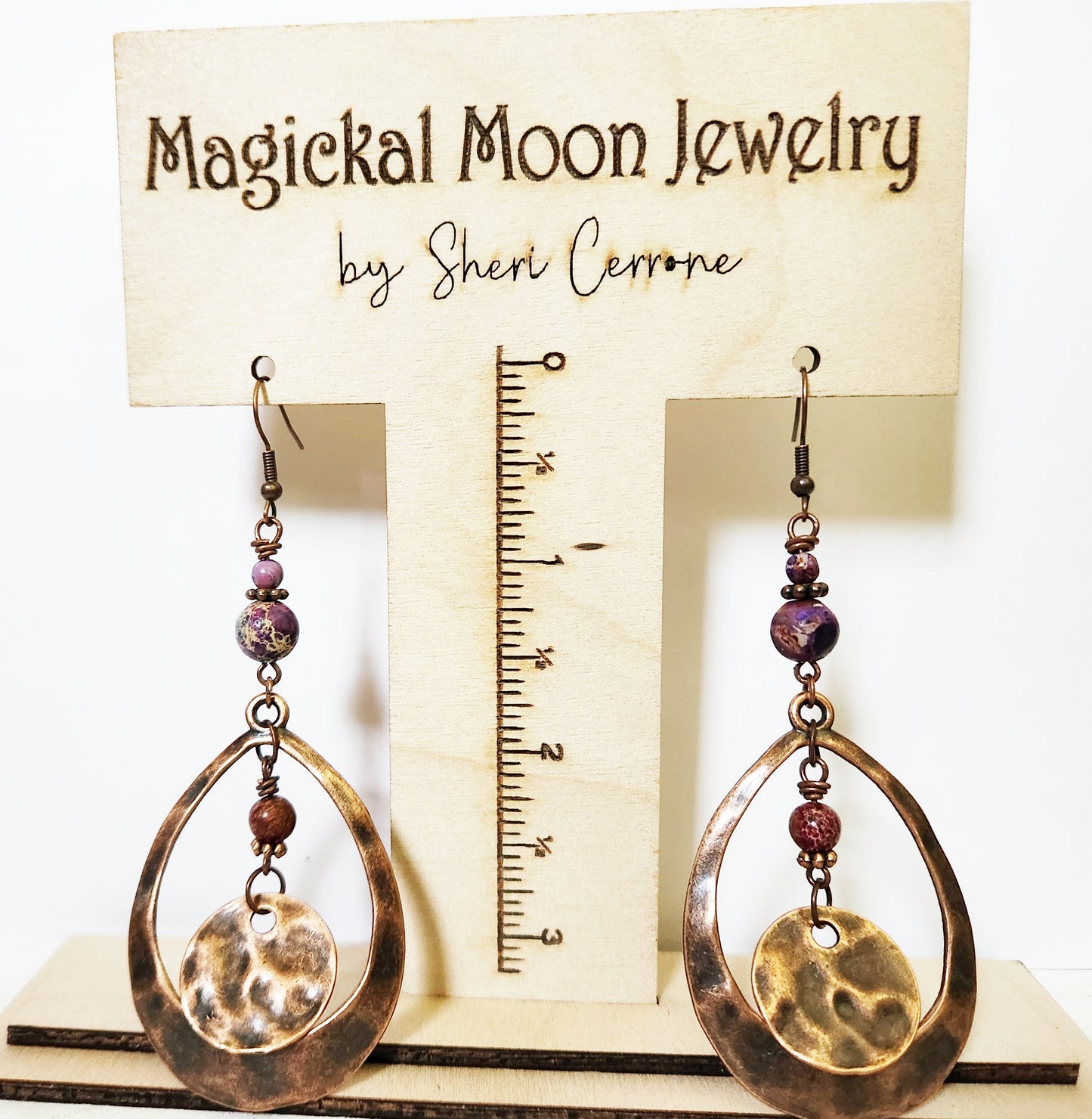 Copper teardrop dangle earrings