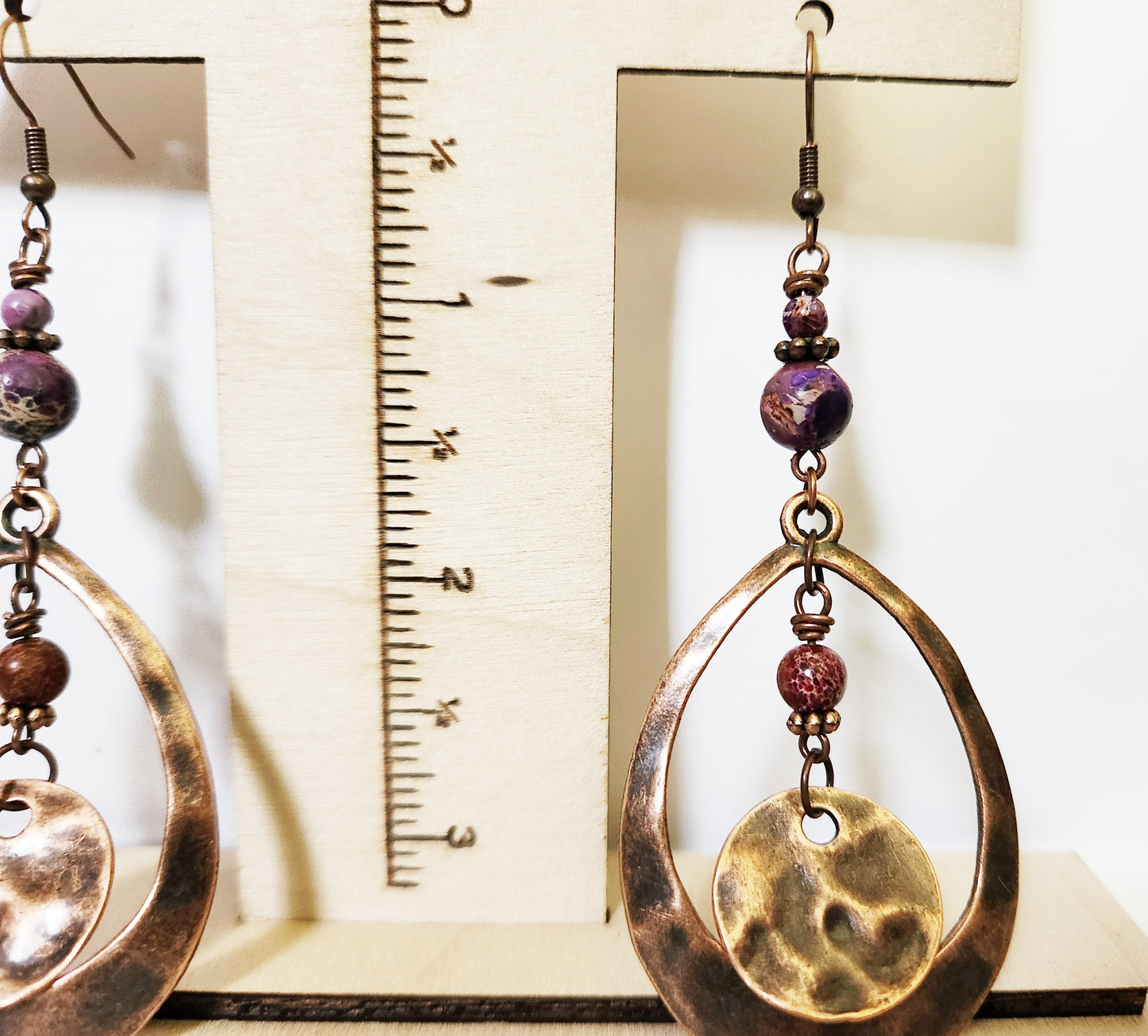 Copper teardrop dangle earrings