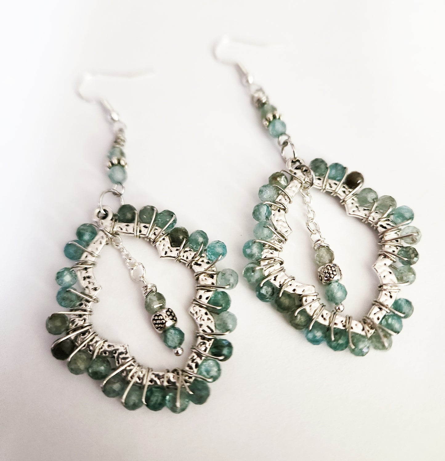 Blue Apatite silver teardrop dangle earrings