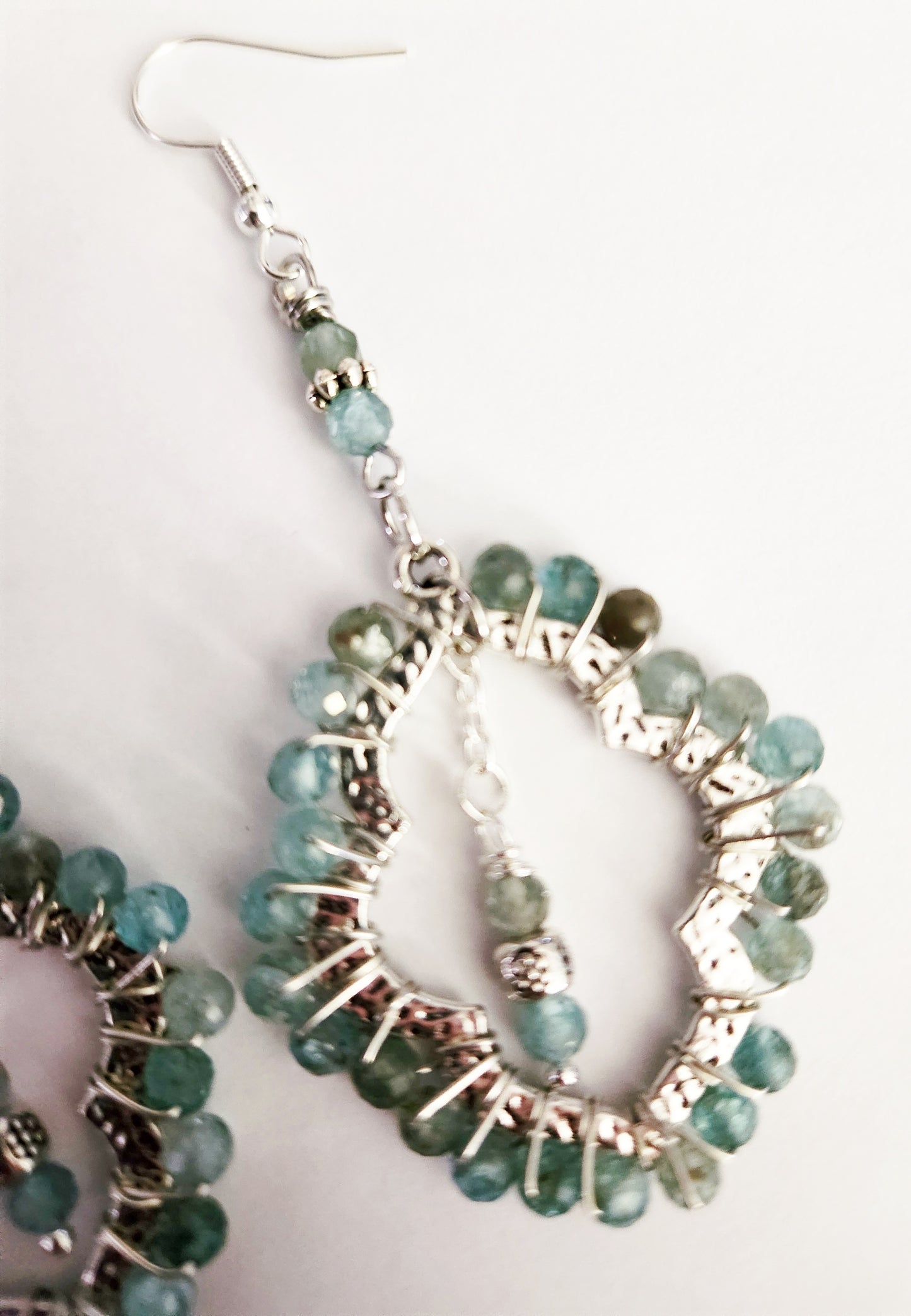 Blue Apatite silver teardrop dangle earrings