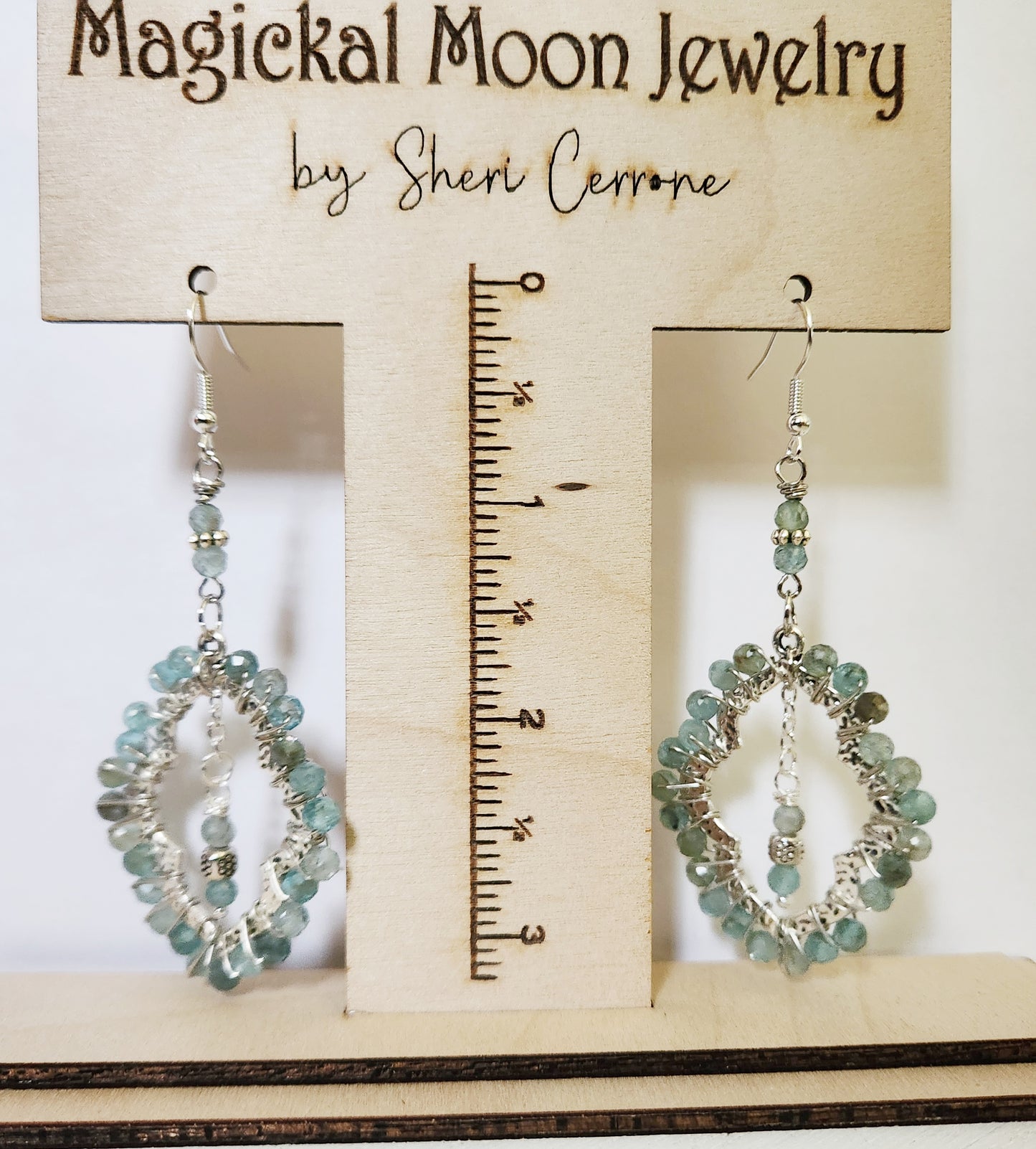 Blue Apatite silver teardrop dangle earrings