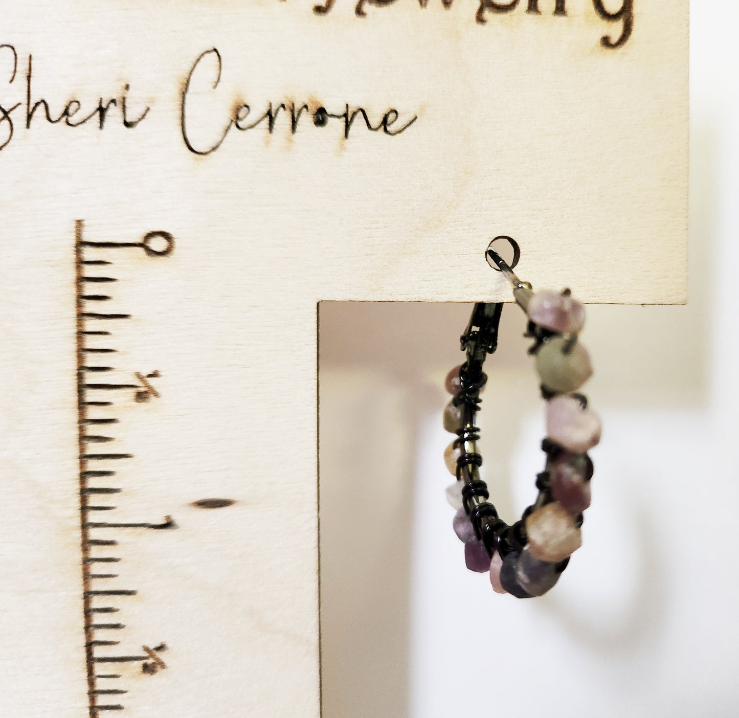 Rainbow Tourmaline gemstone beaded hoop earrings