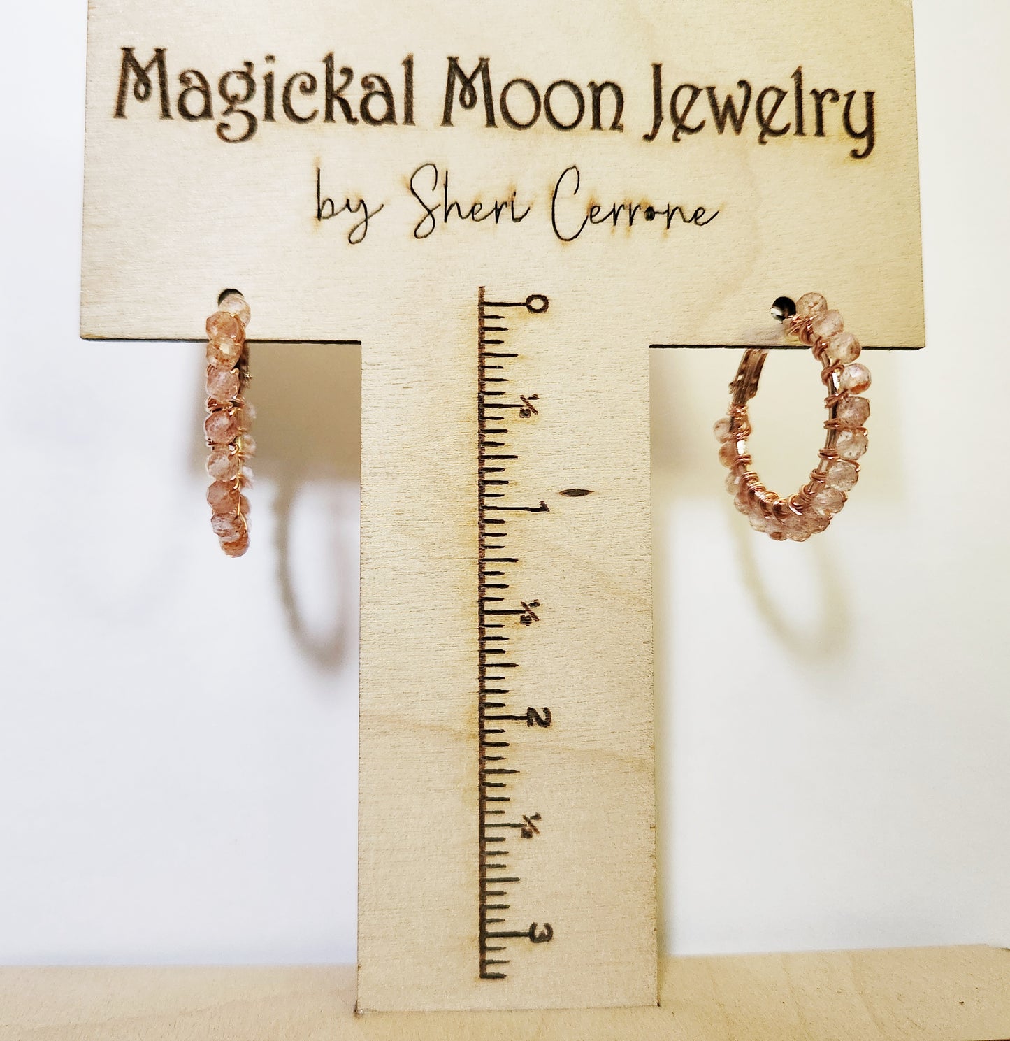 Strawberry Quartz gemstone beaded hoop earrings