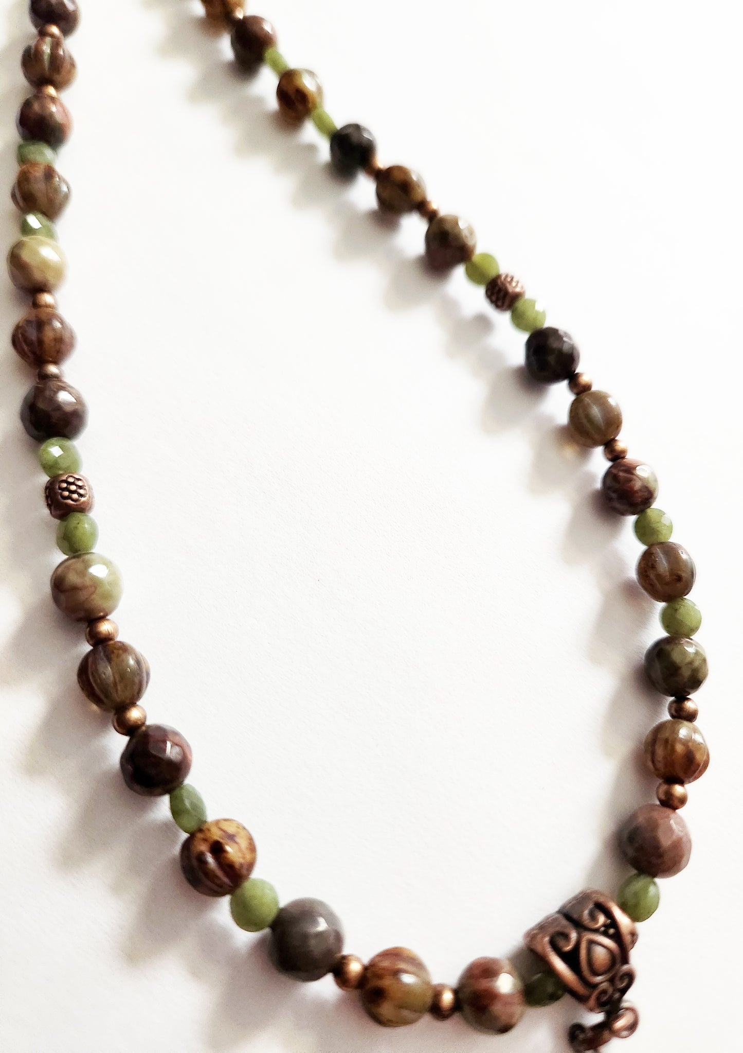 Rhyolite gemstone copper necklace