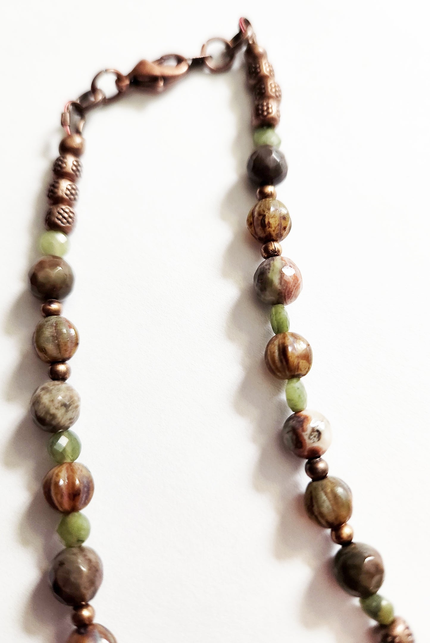 Rhyolite gemstone copper necklace