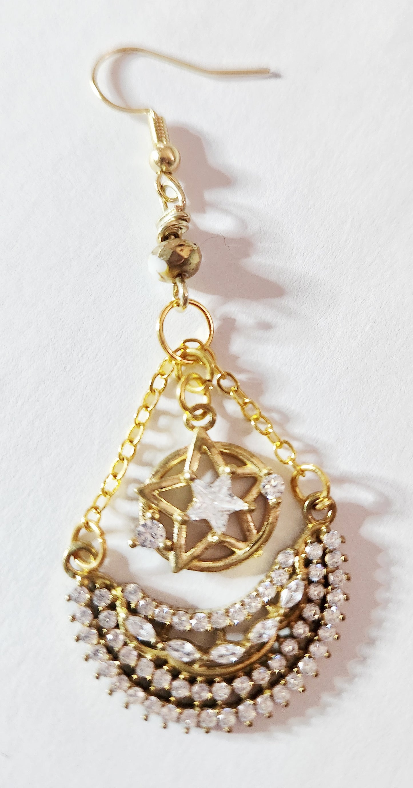 Crystal bling moon and star dangle earrings