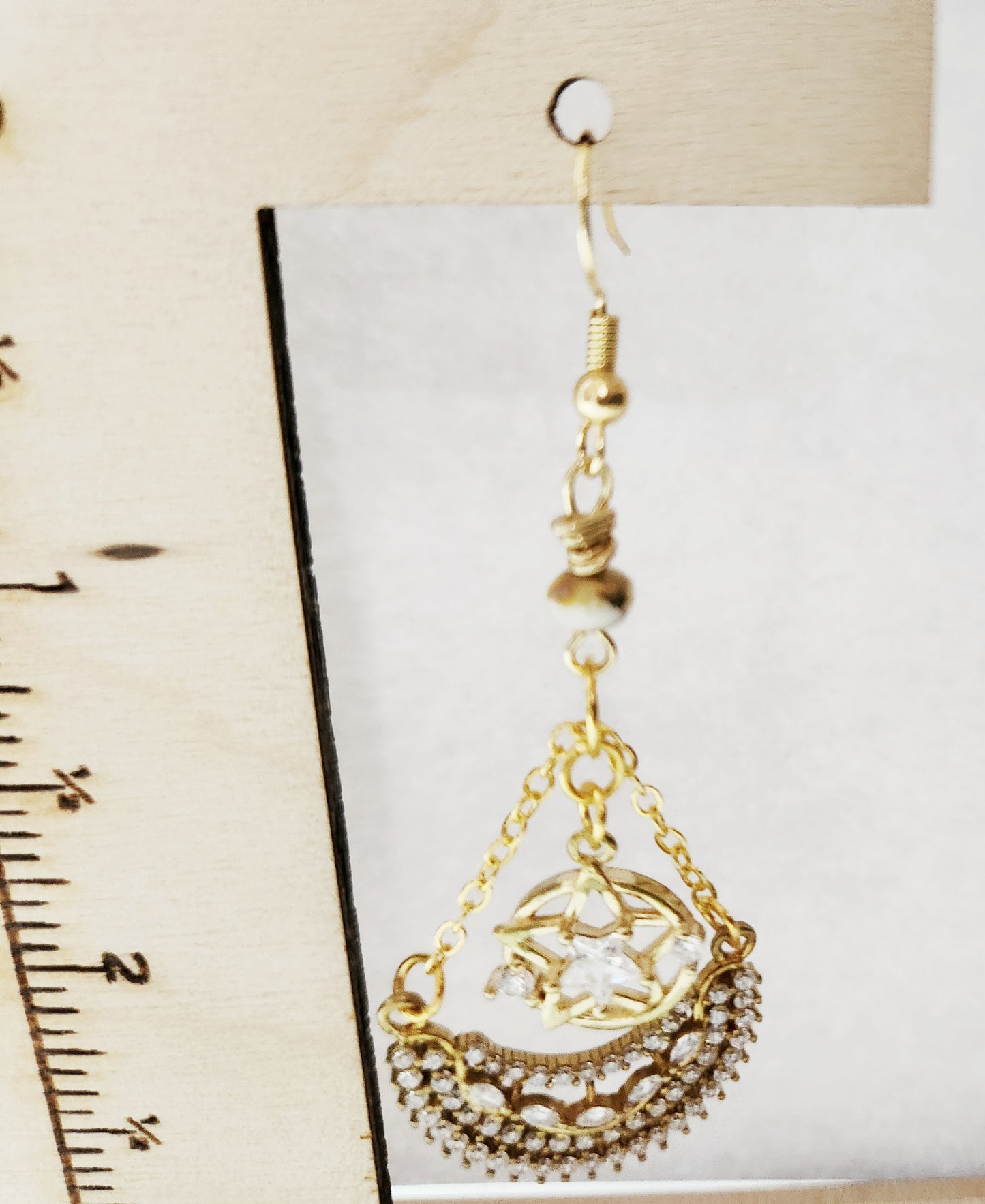 Crystal bling moon and star dangle earrings