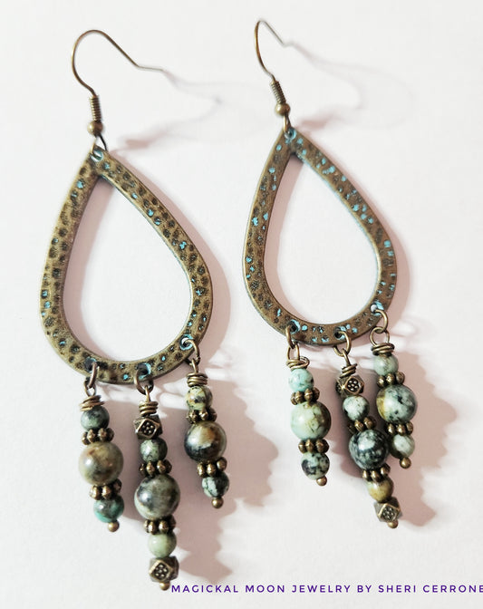 Brushed gold teardrop dangle earrings