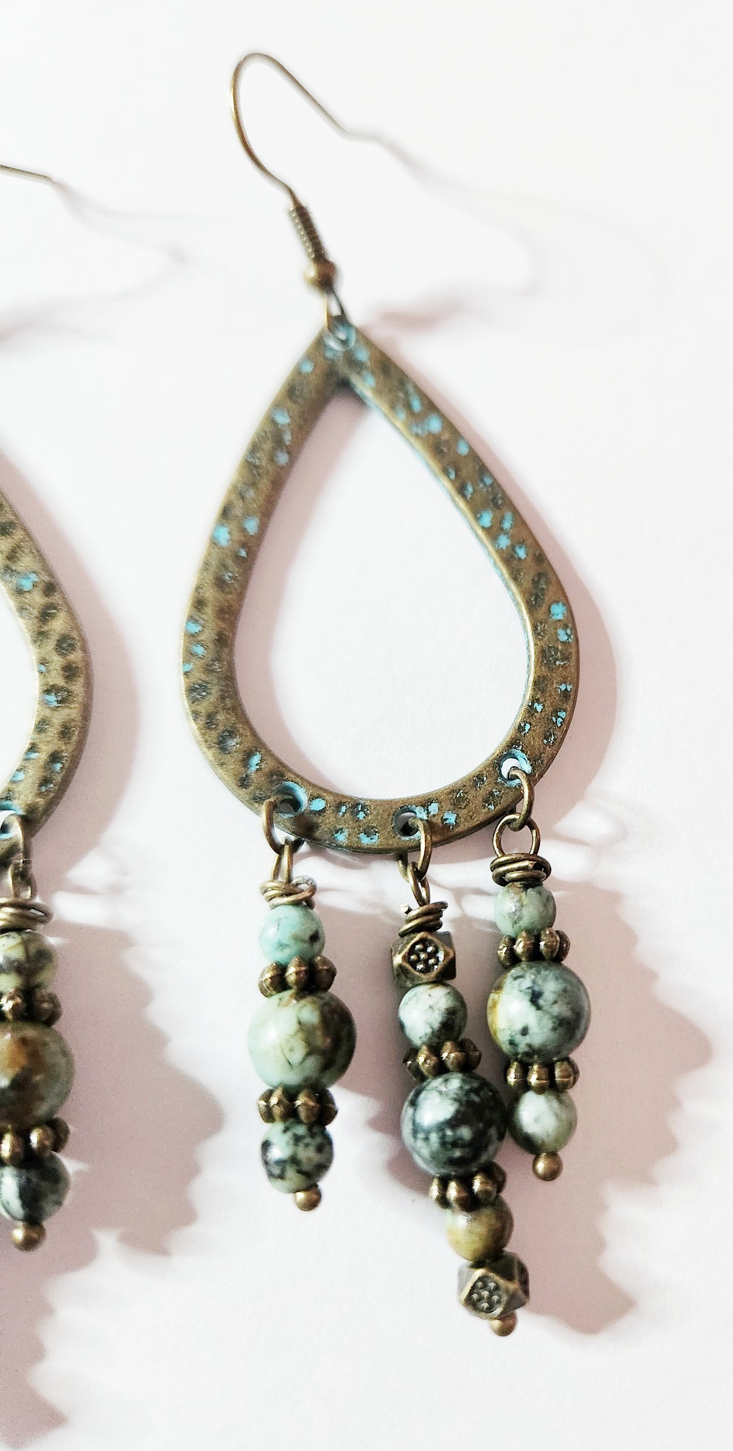 Brushed gold teardrop dangle earrings